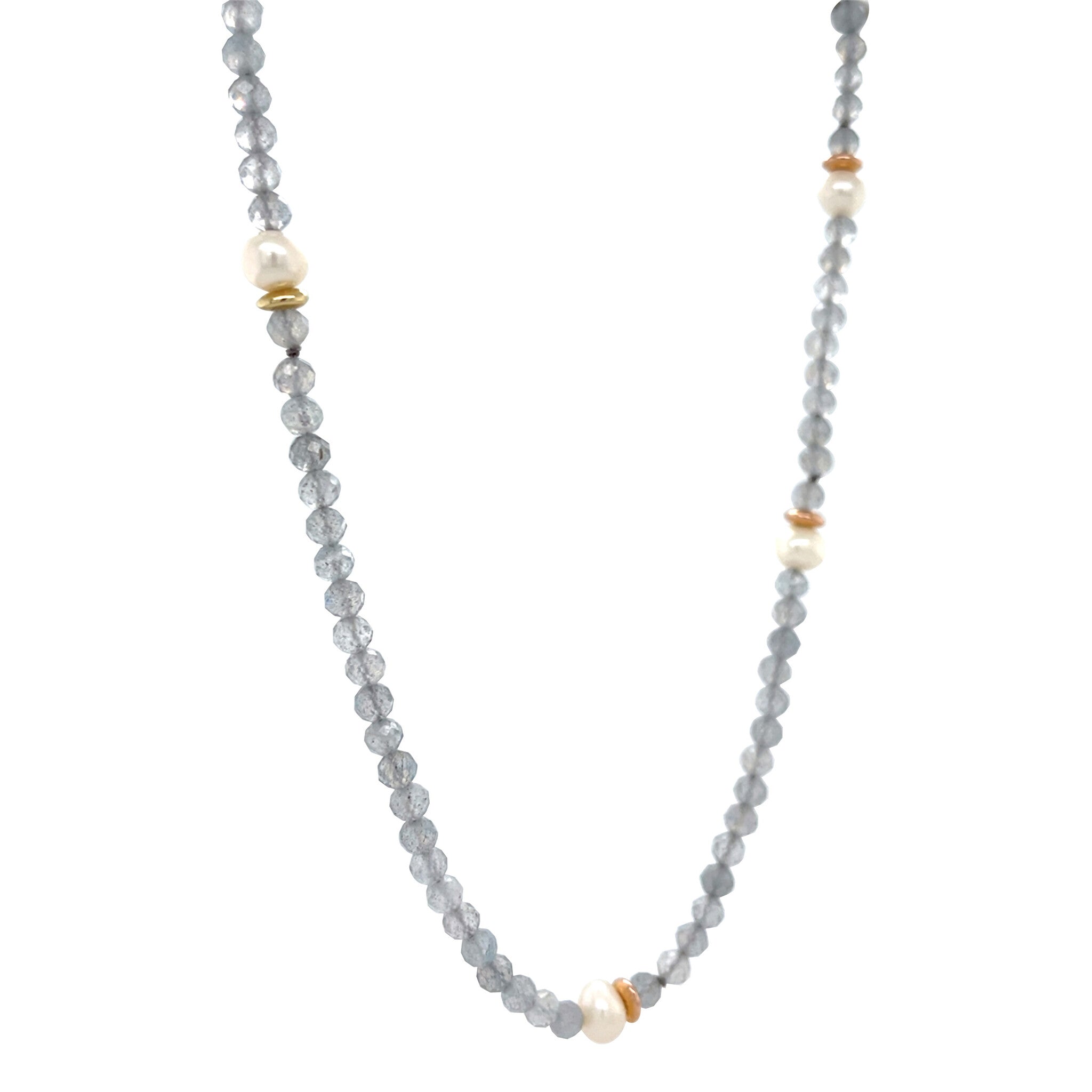 Vintage labradorite with pearl necklace 14 kt