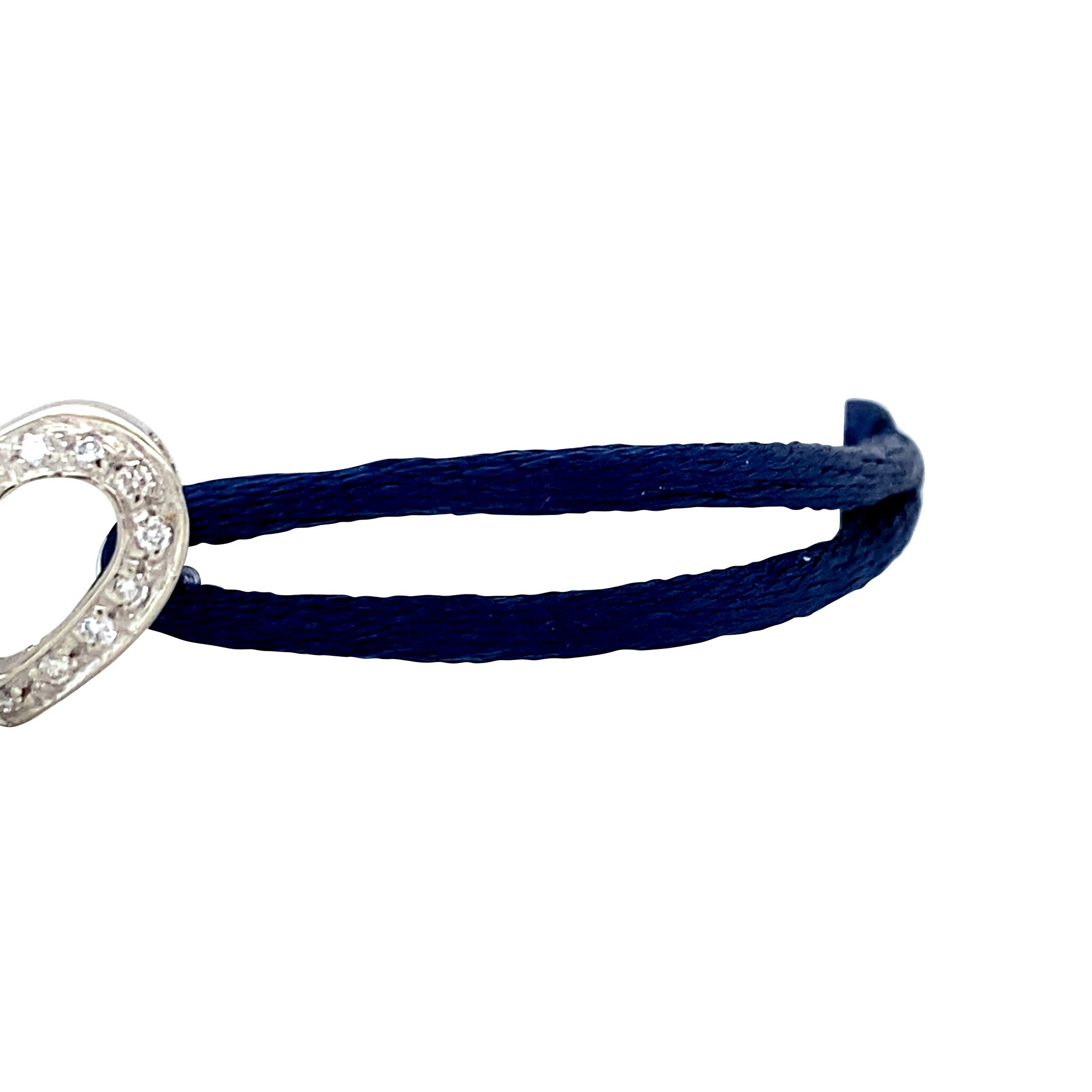 Satijnen armband met vintage witgouden schakel met diamant 18 krt