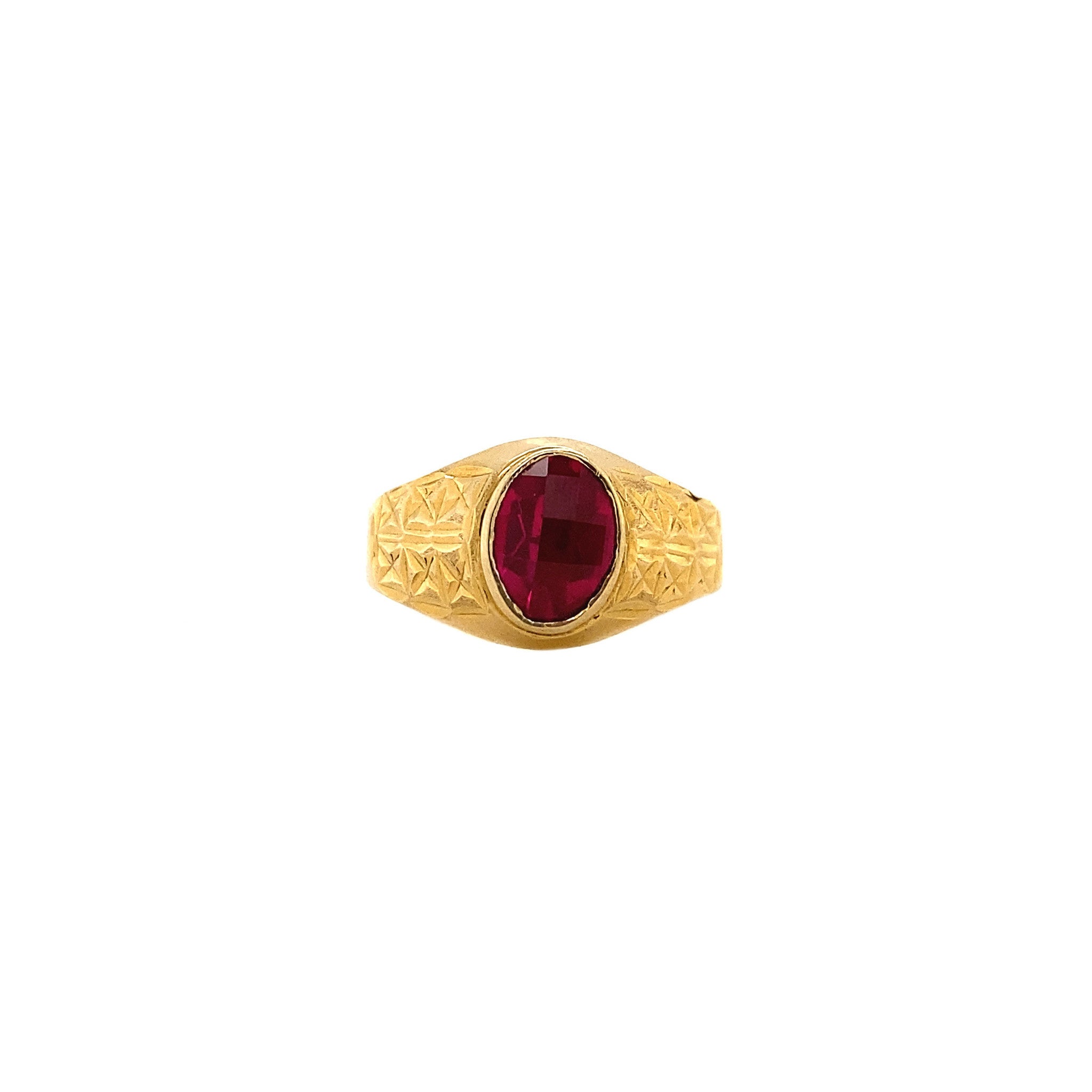 18 kt gold ring with synthetic ruby