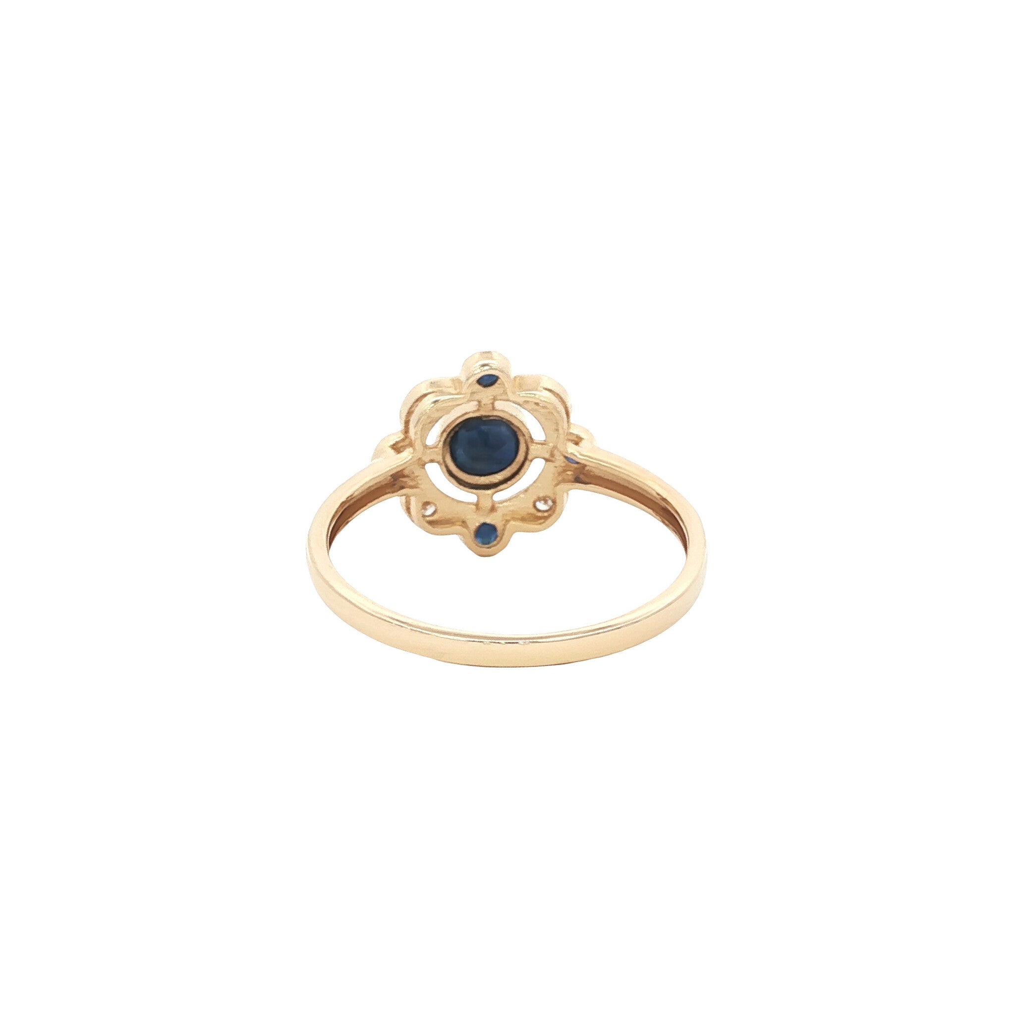 Gouden ring met saffier en diamant 14 kt