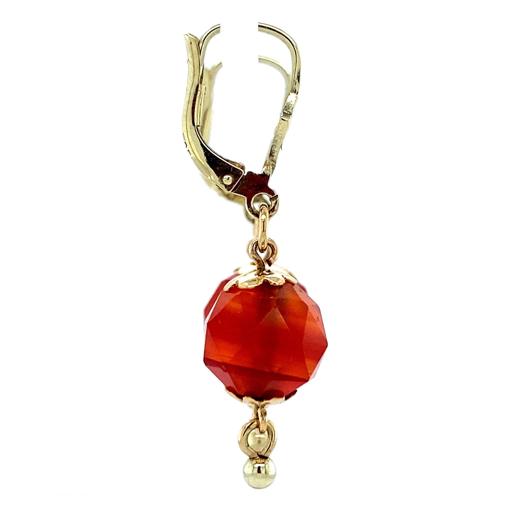 14 kt gold earrings with carnelian.
