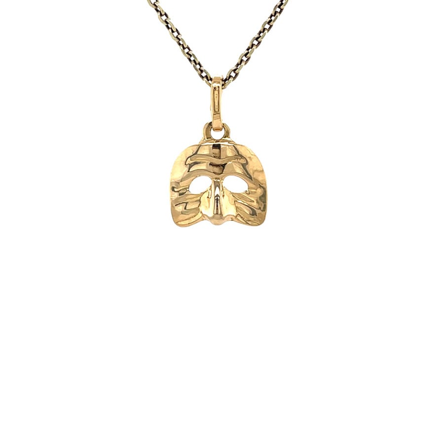 Vintage gold mask pendant, 18 kt