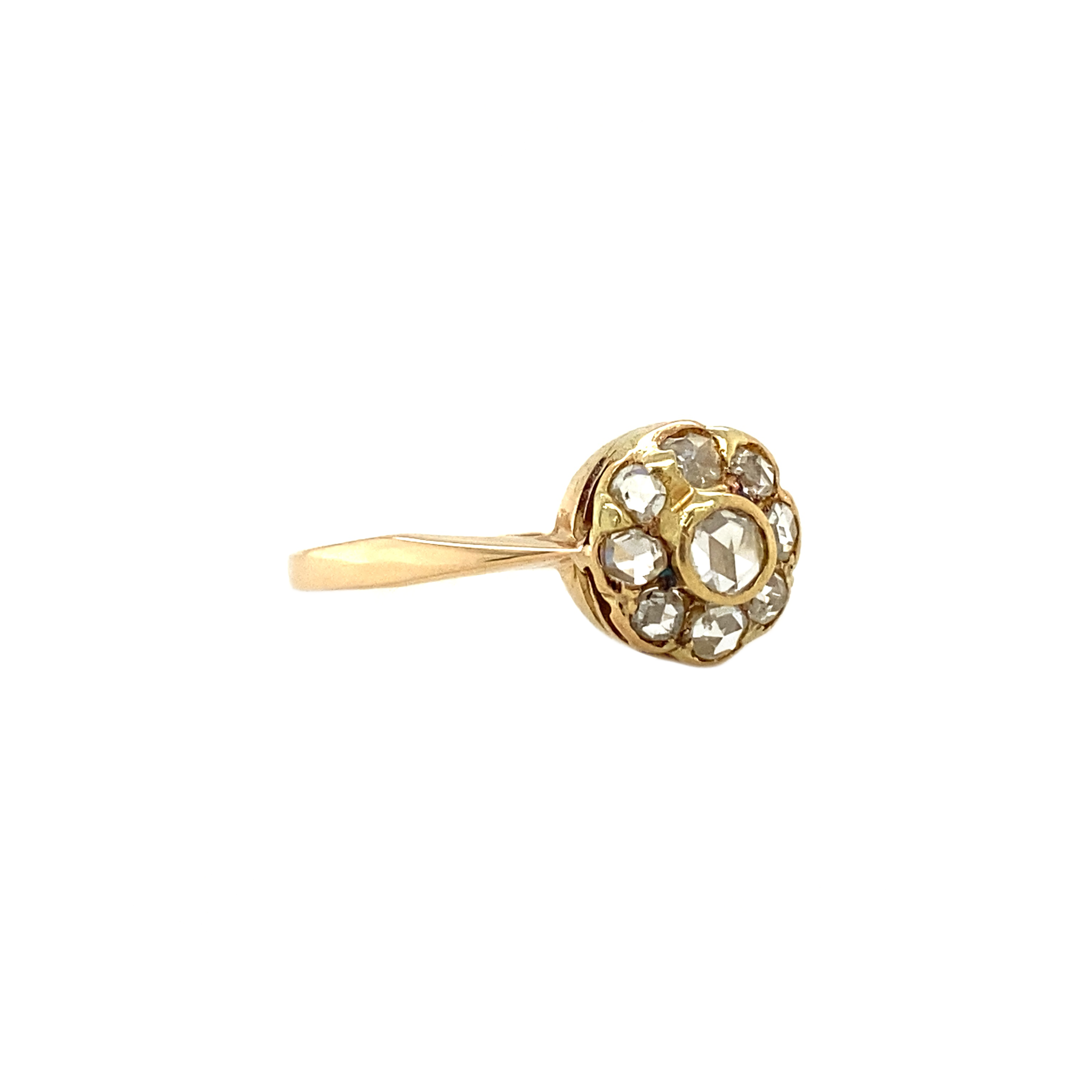 Gouden entourage ring met roosdiamant 14 krt
