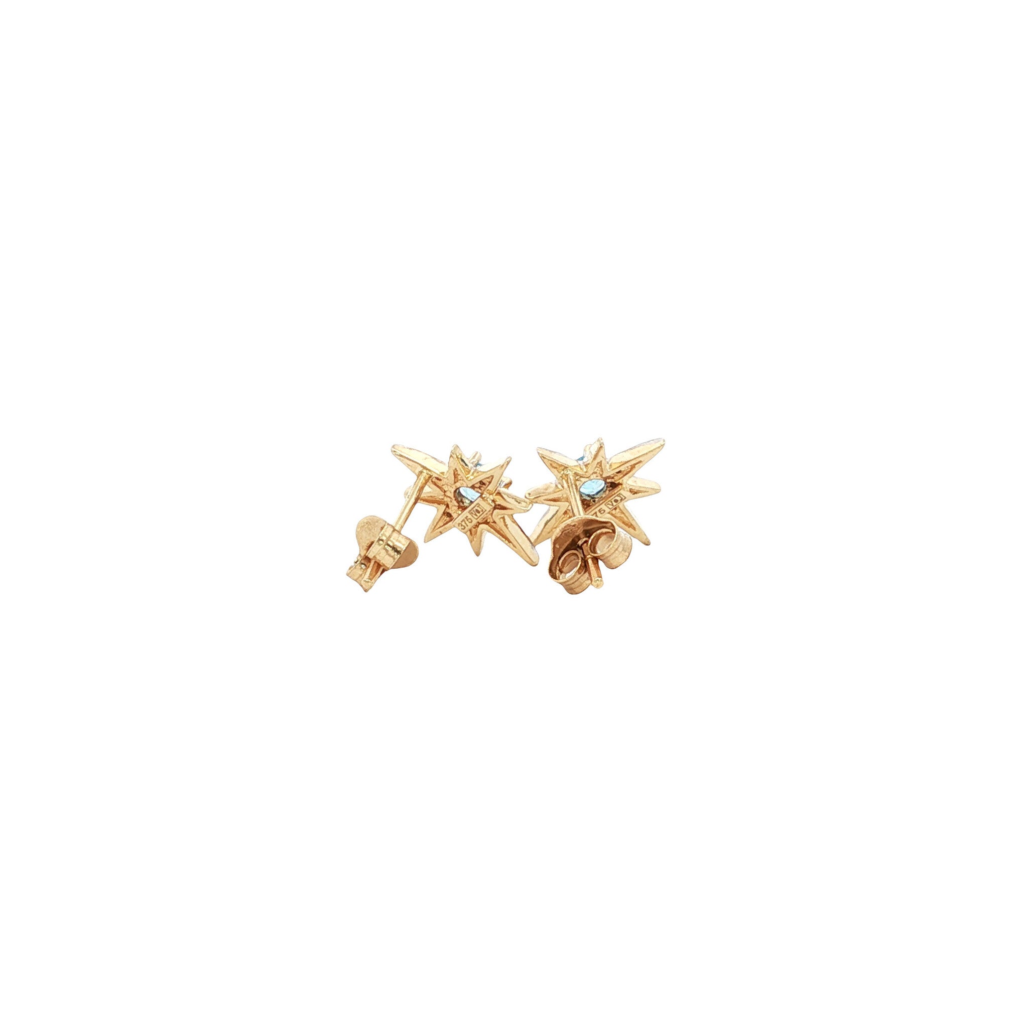 Star earrings with topaz and diamond 9 kt