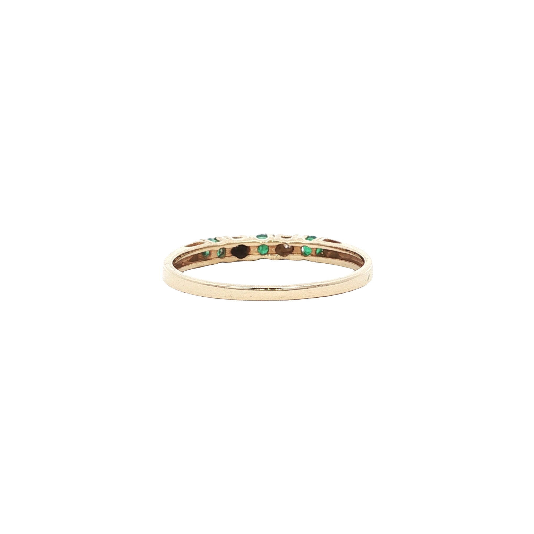 Gouden ring met smaragd en diamant 14 kt
