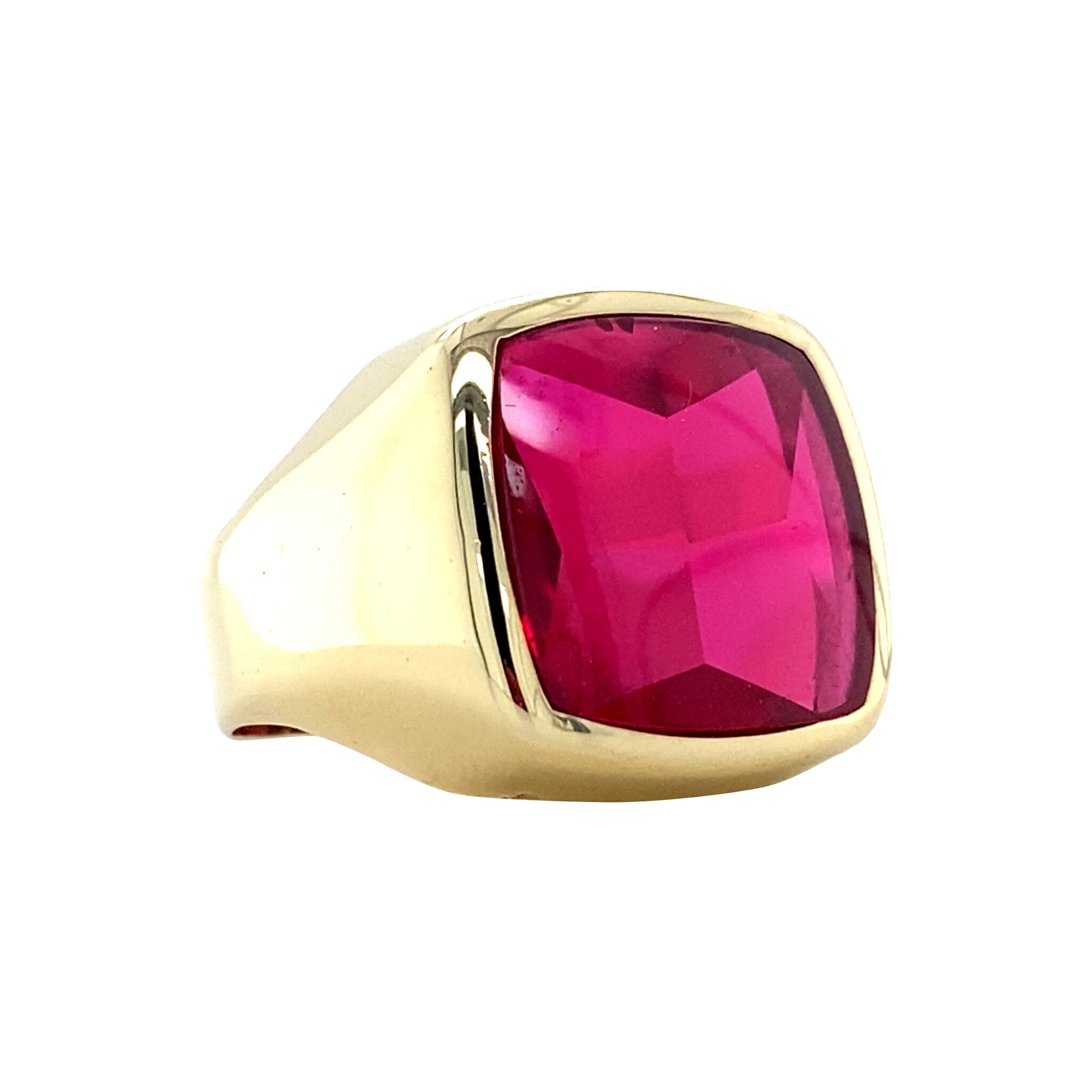 Vintage gold signet ring with ruby, 14 kt