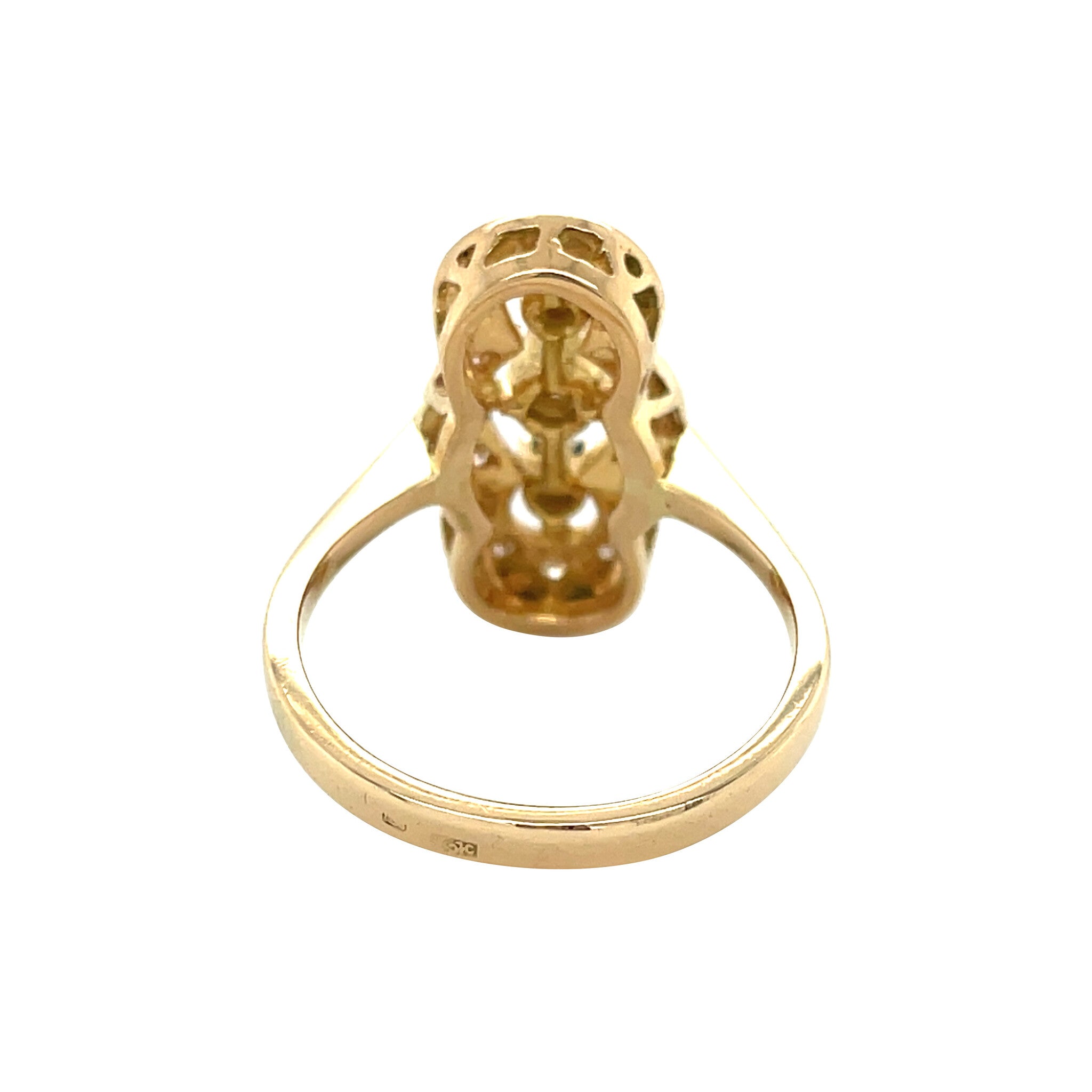 Gouden vintage prinsessen ring met diamant 14 kt