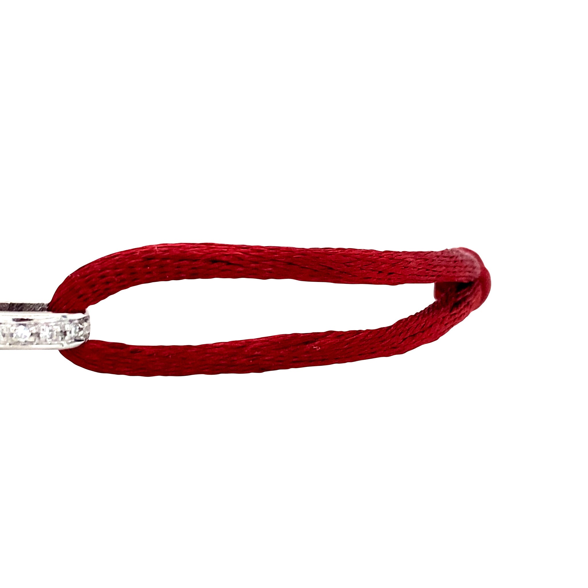 Satijnen vintage armband met witgouden schakel met diamant 18 krt