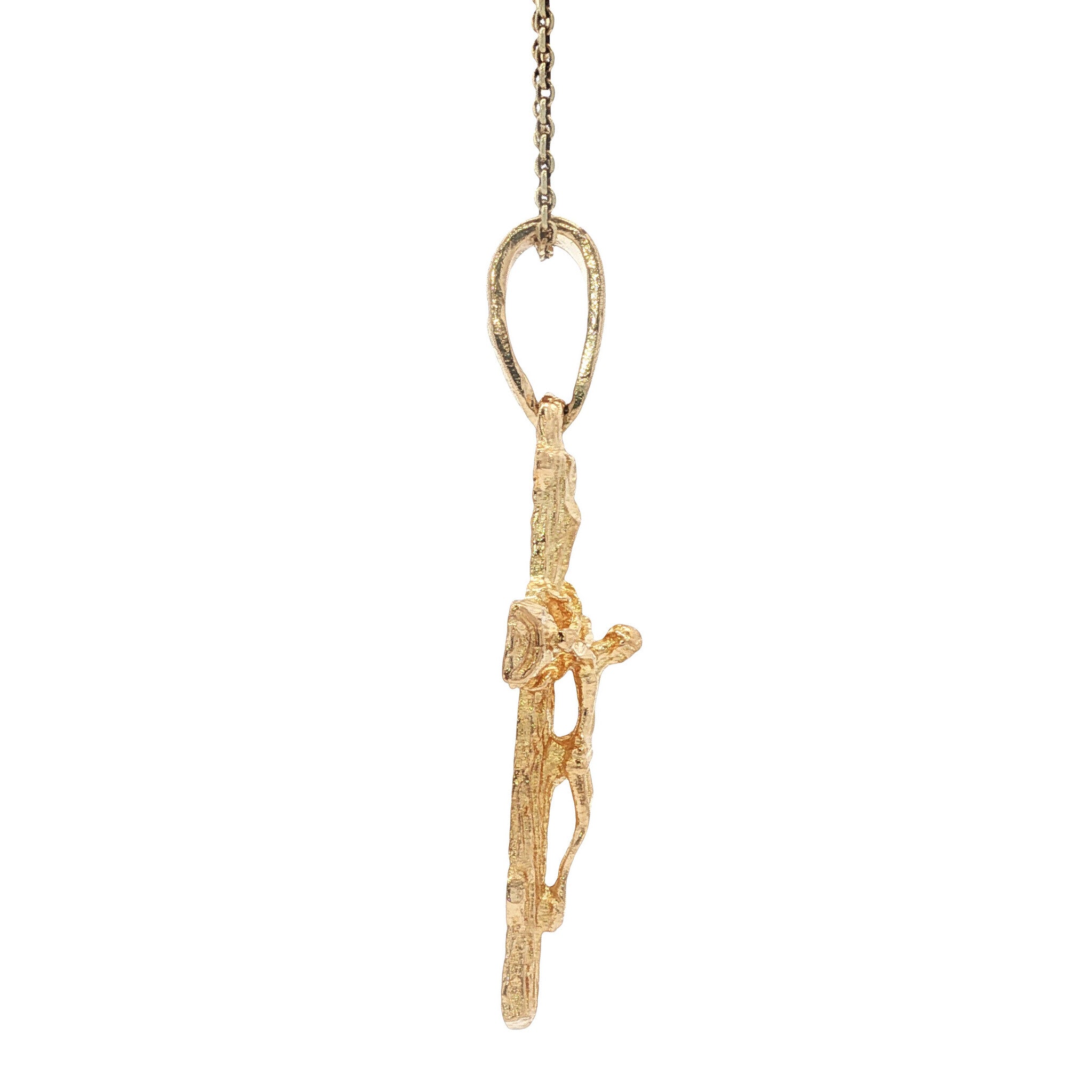 Gouden vintage kruis hanger met Jezus Christus 18 kt