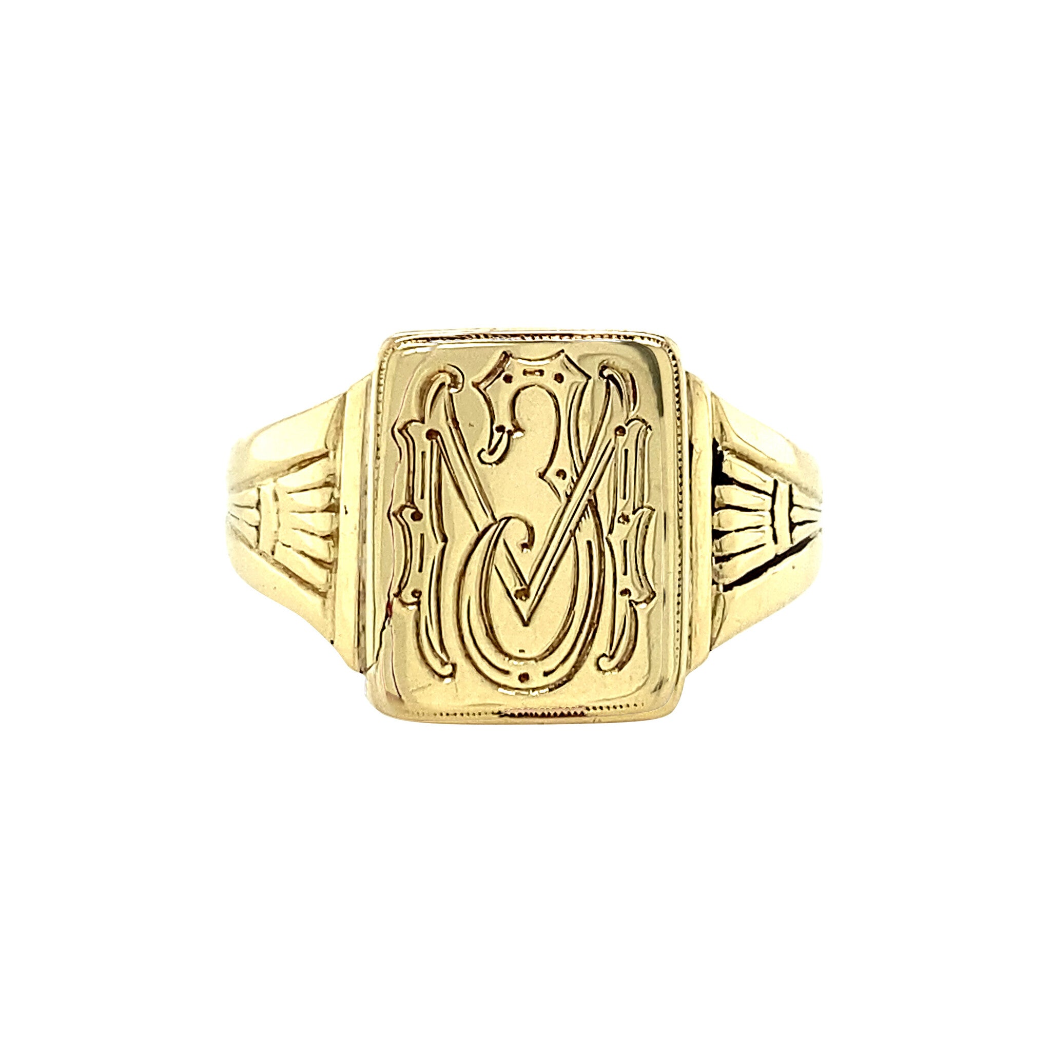 14 kt gold signet ring with engraving
