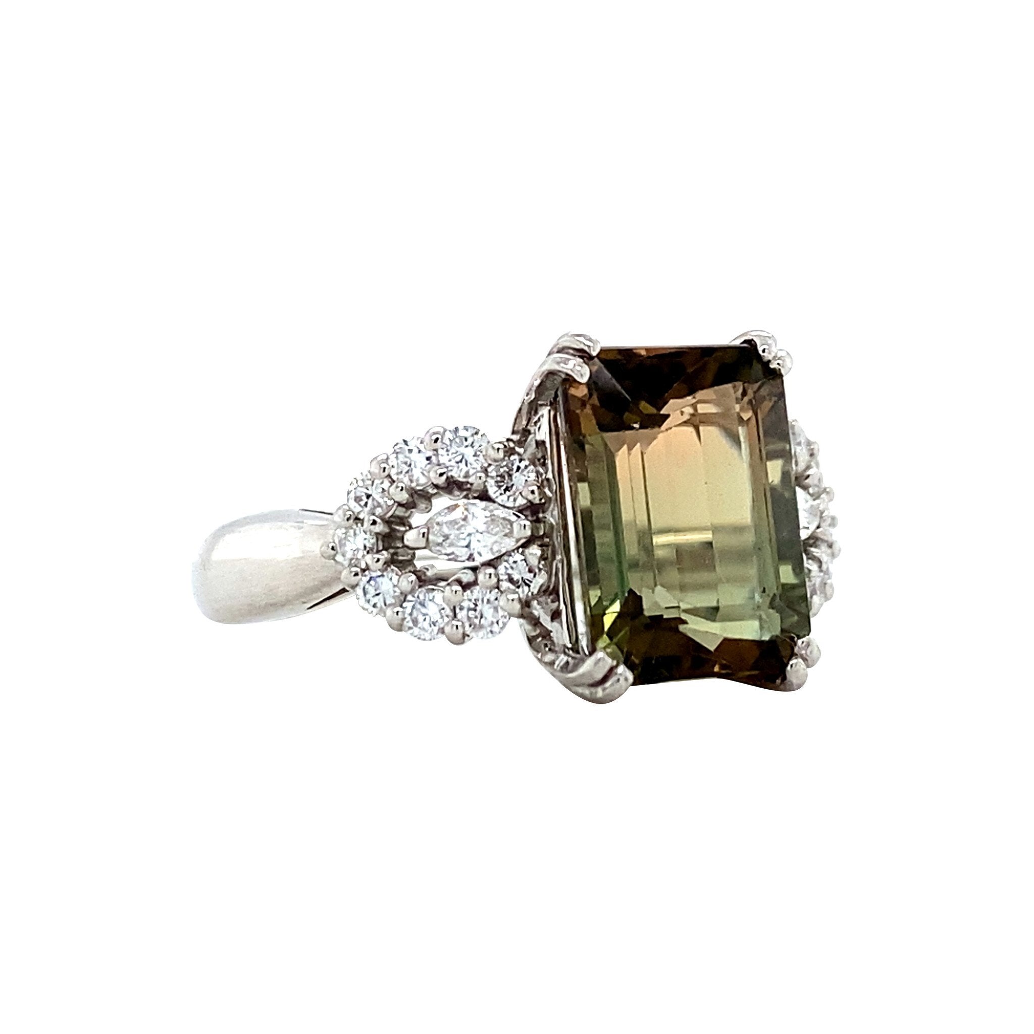 Platinum vintage ring with tourmaline and diamond 900