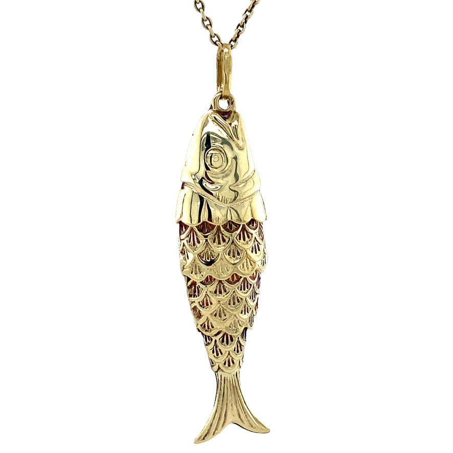 Gold fish pendant 14 krt