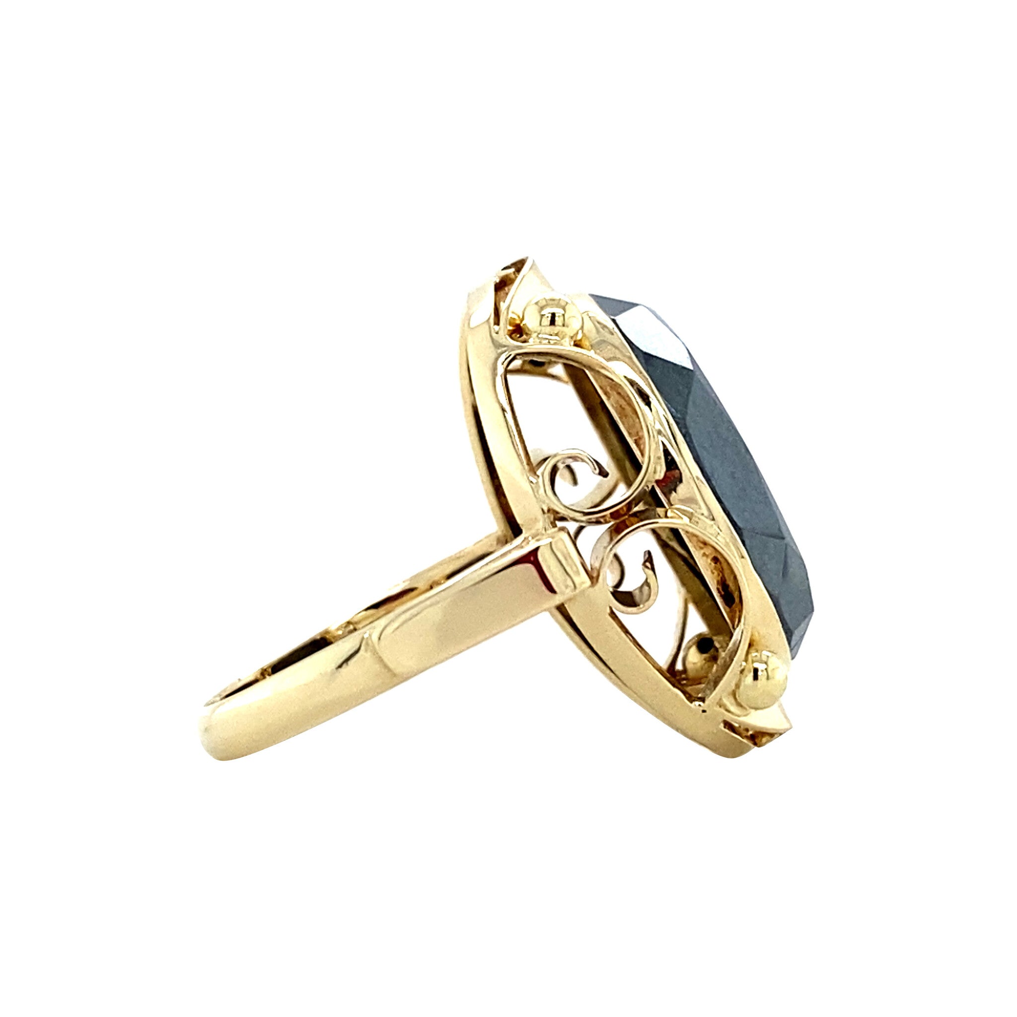 Gouden ring met hematiet 14 krt