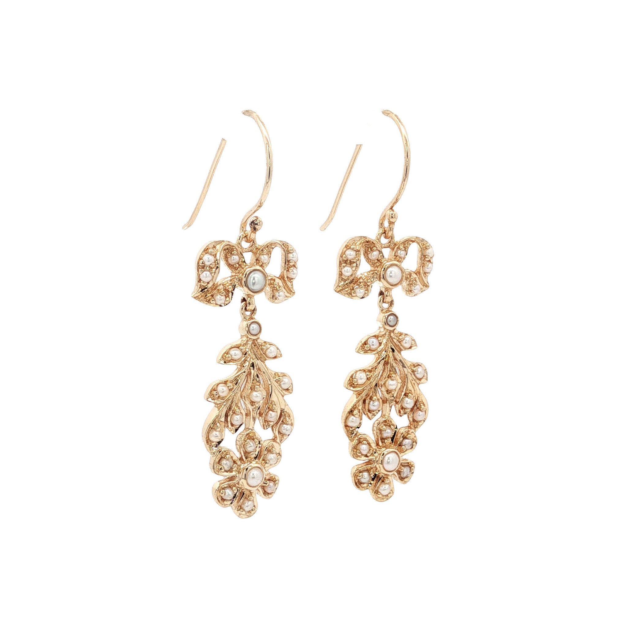 Gold earrings with pearl 14 kt