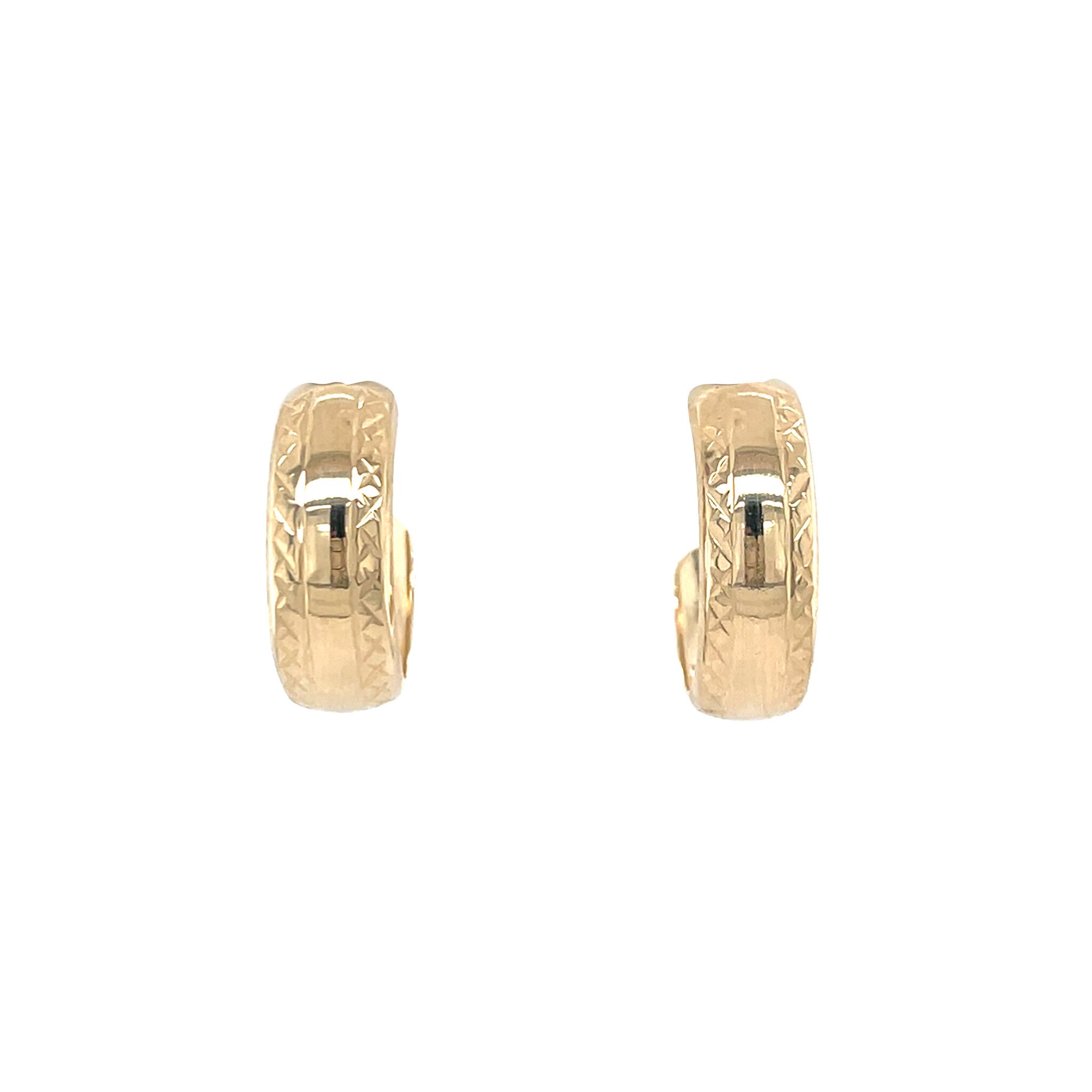 Gold vintage stud earrings with engraving 14 kt