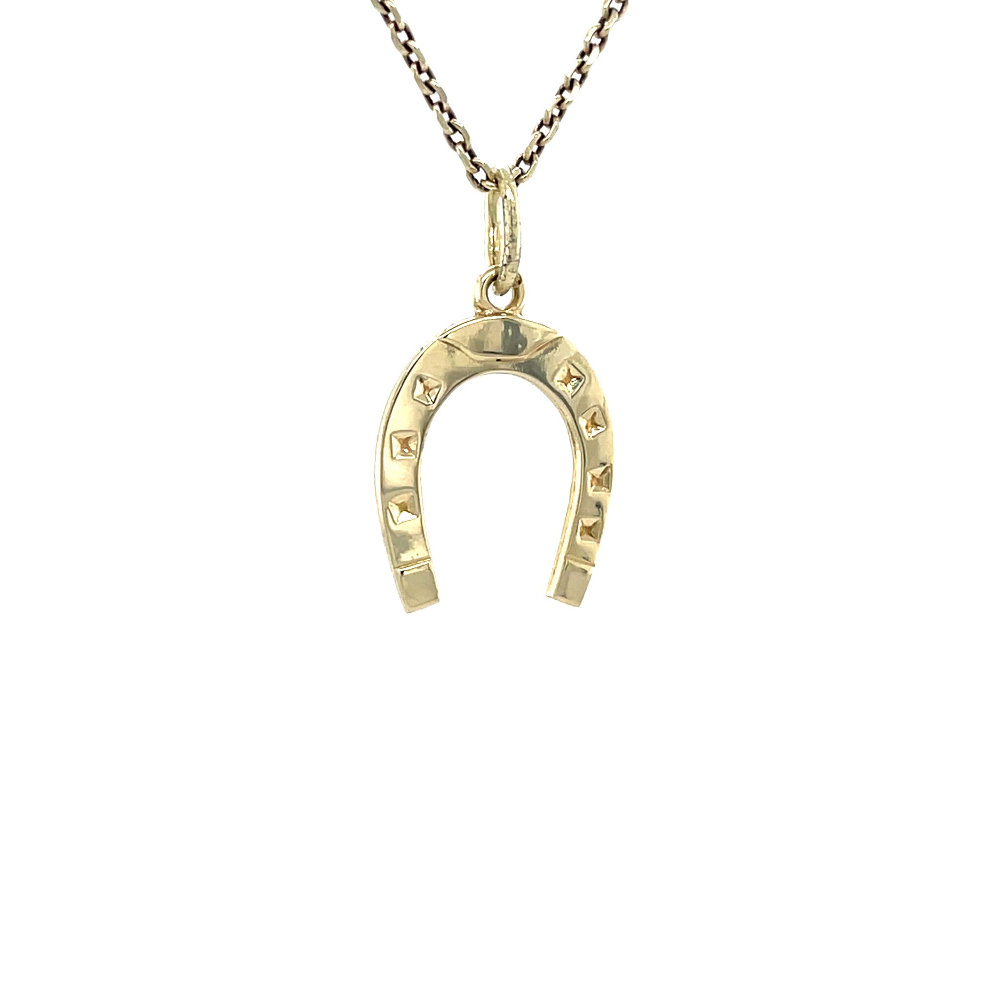 Gouden vintage hoefijzer hanger 14 krt