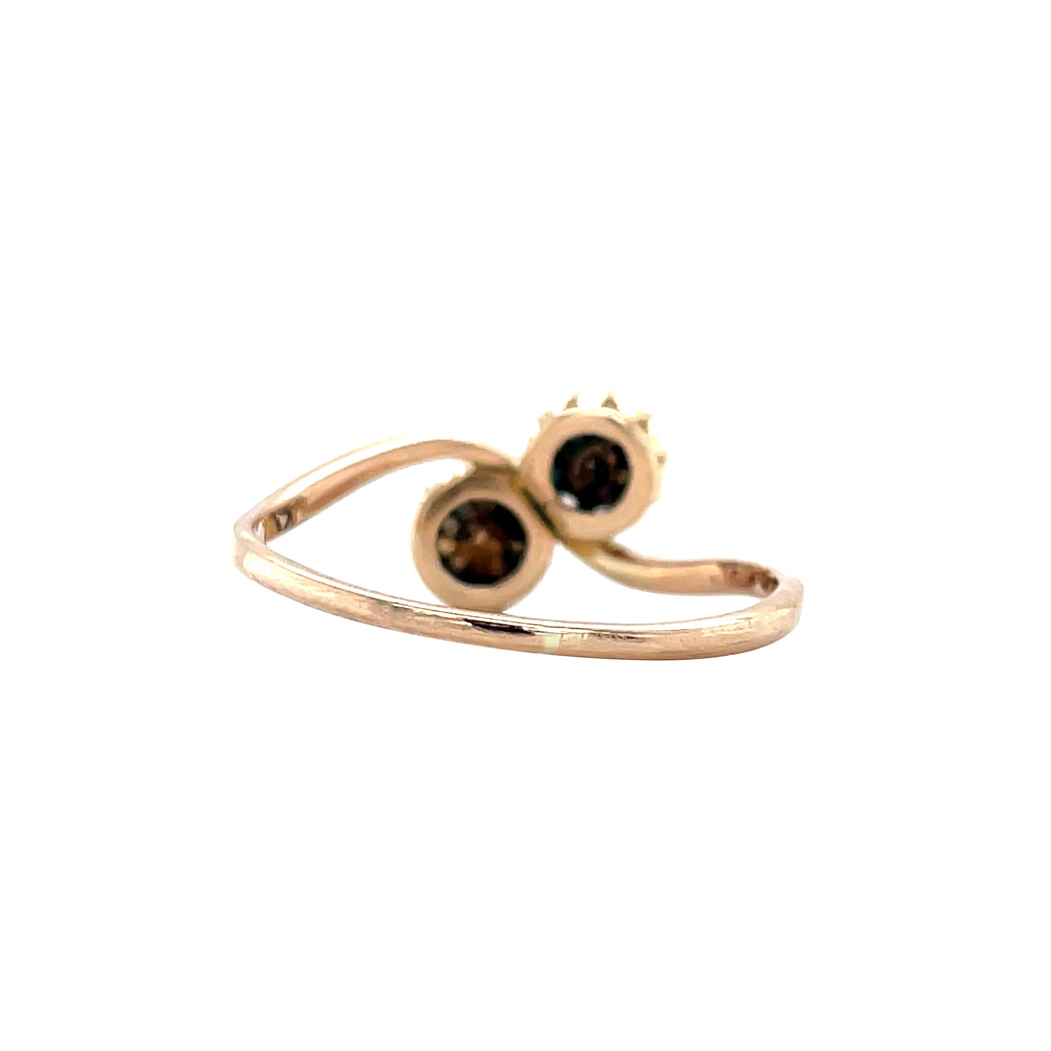 Rose-gold vintage hammered ring with rose diamond 14 kt