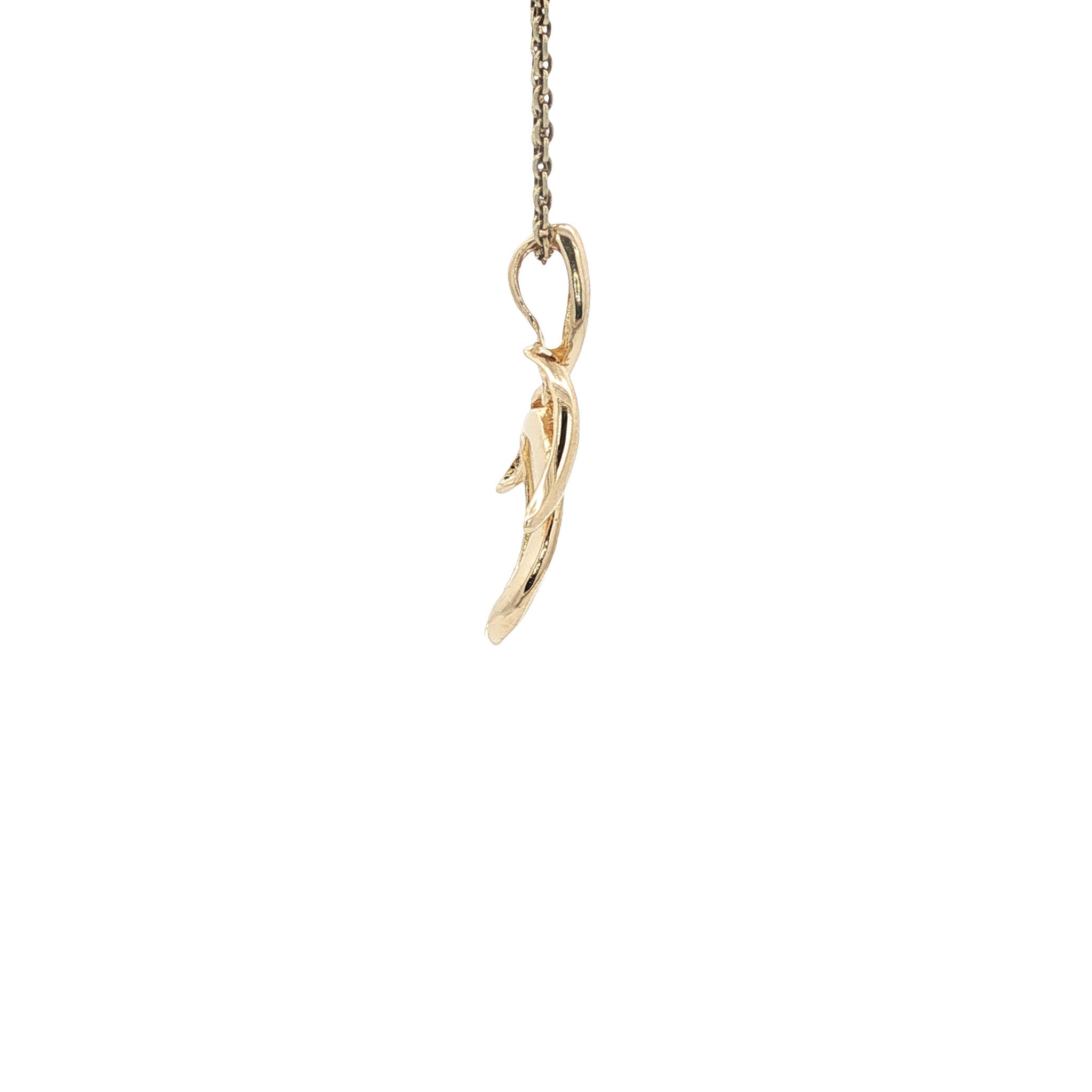 Gold pendant with opal and diamond 14 kt