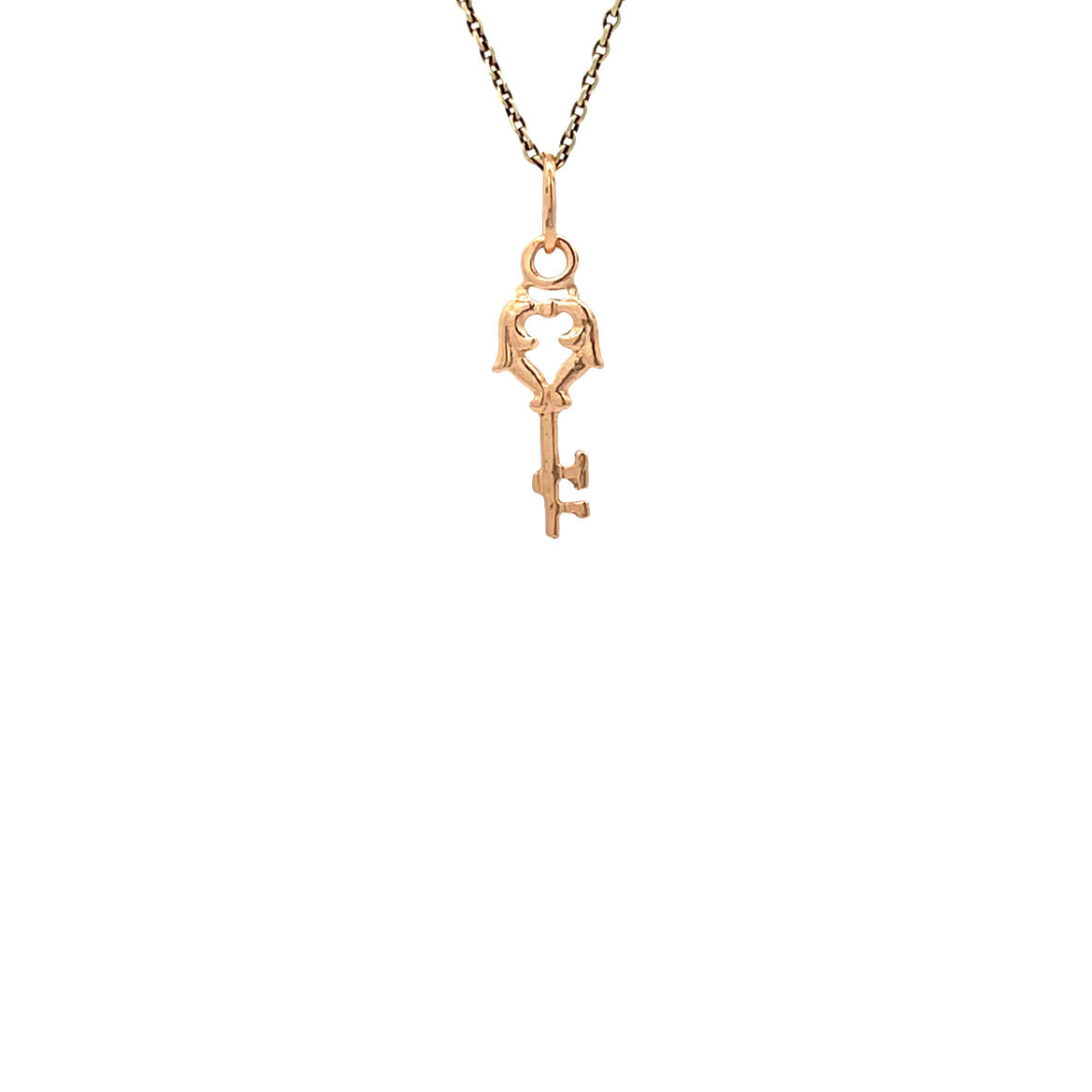 Rose gold vintage key pendant 14 kt