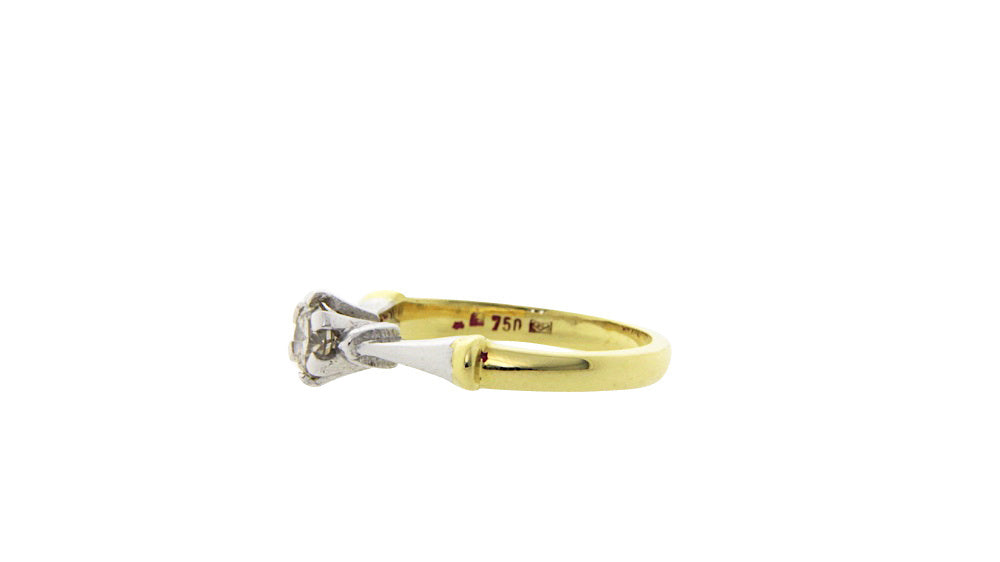 Gouden solitair ring met diamant 18 krt