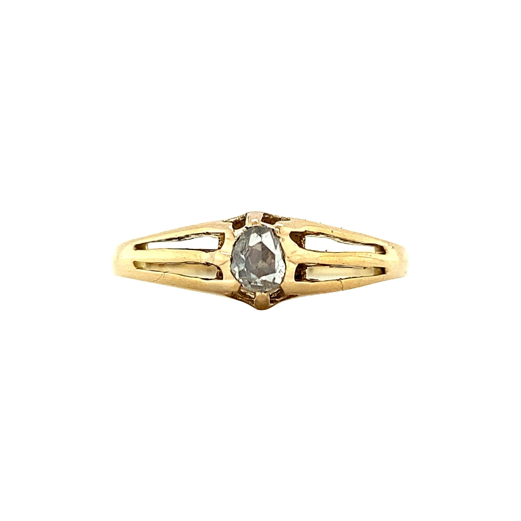 Gouden solitair ring met roosdiamant 14 krt