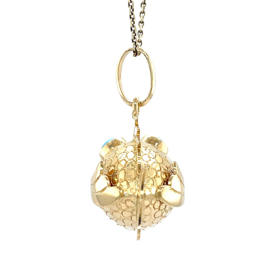 Gouden vintage vis hanger met kleursteen 18 krt