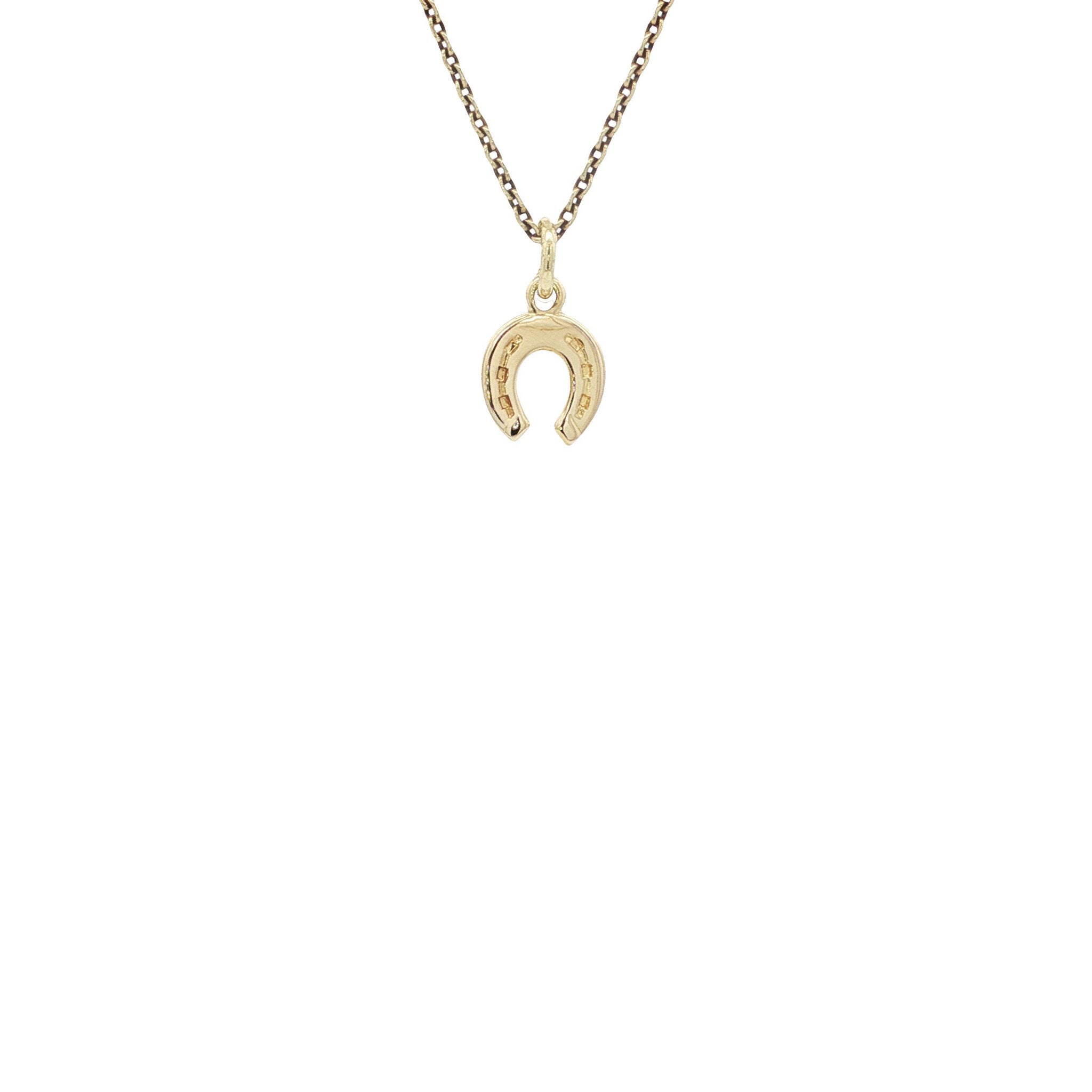 Gouden vintage hoefijzer hanger 14 kt