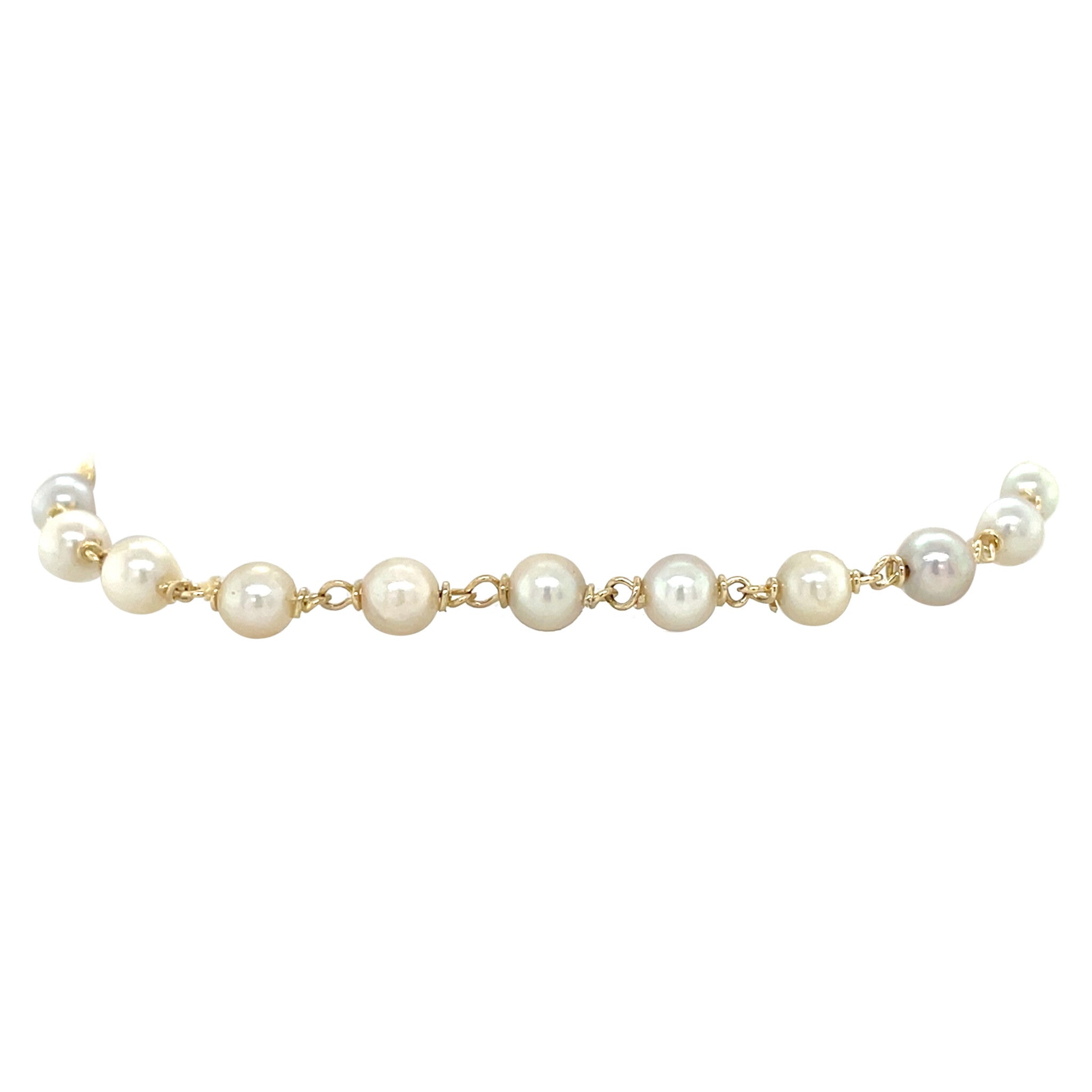 Vintage gold bracelet with pearls, 14 kt