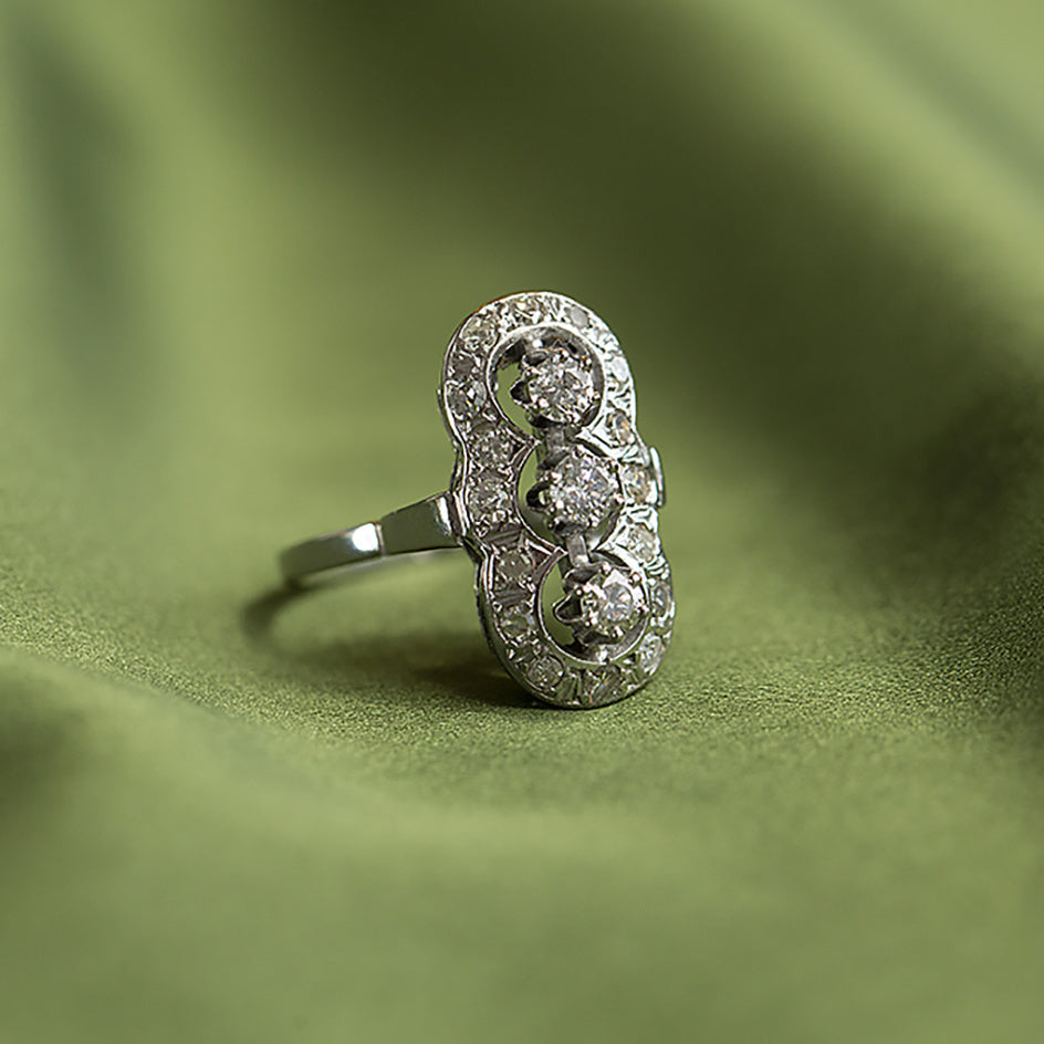 Witgouden prinsessen ring met diamant 14 krt