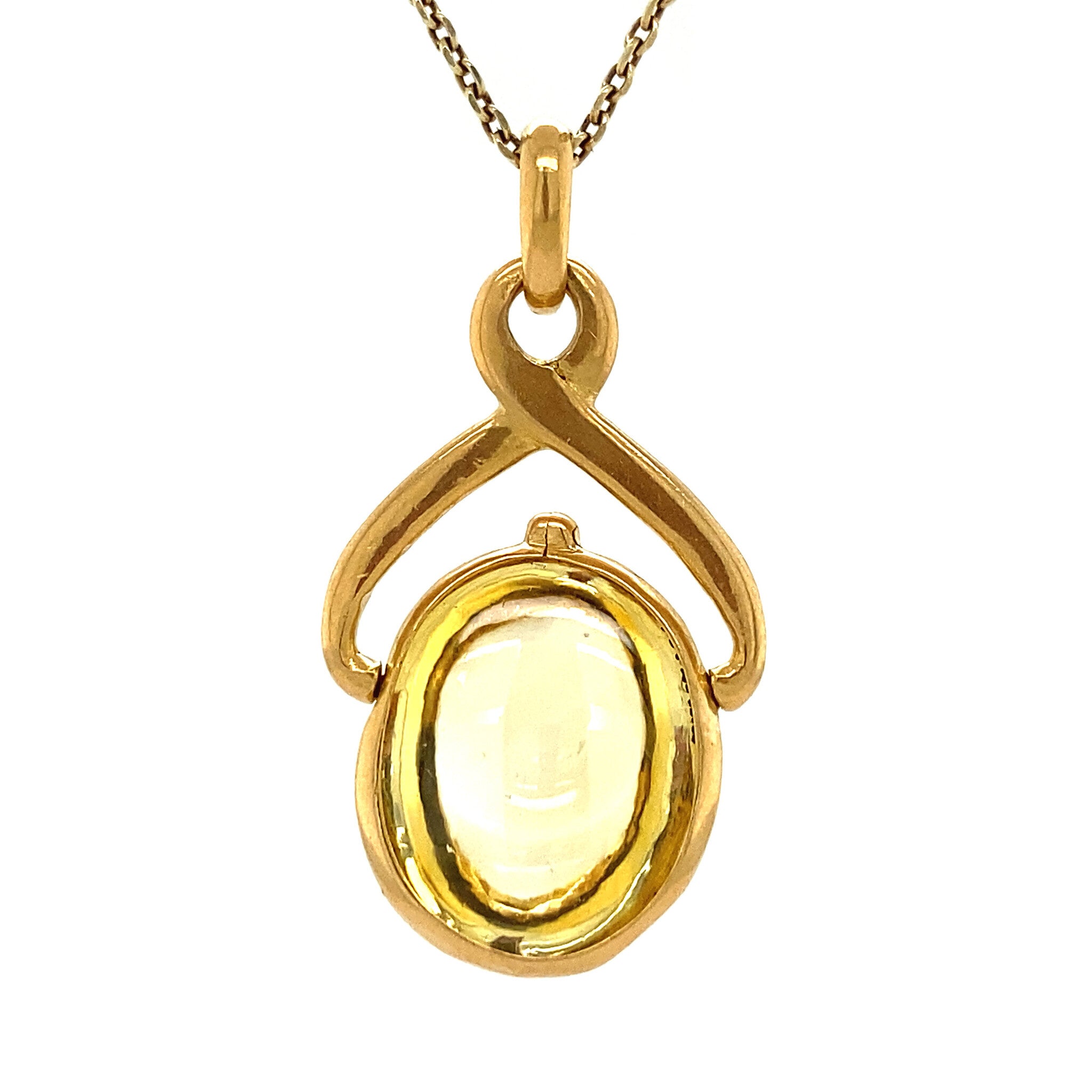 Gouden hanger met gele kleursteen 20 krt