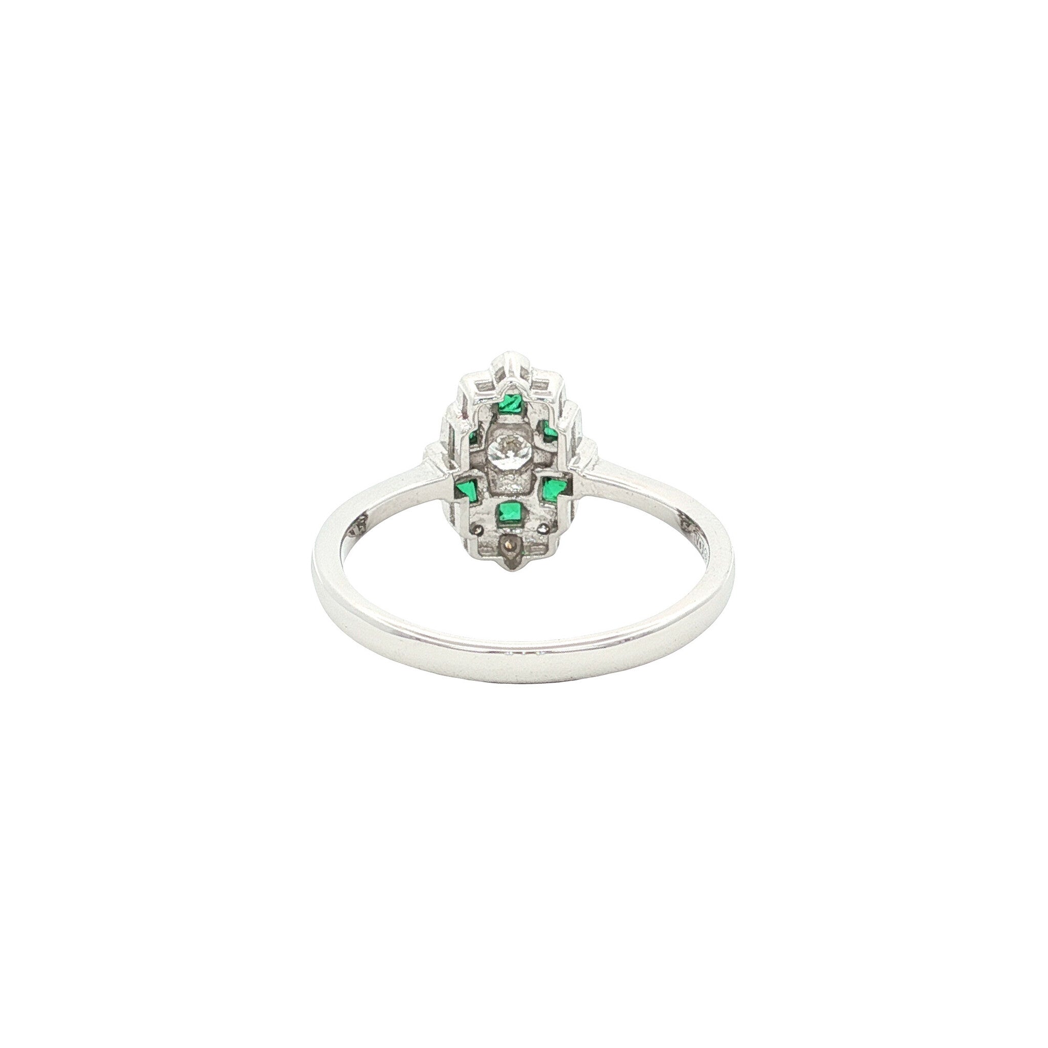 Gold ring with emerald and diamond 14 kt