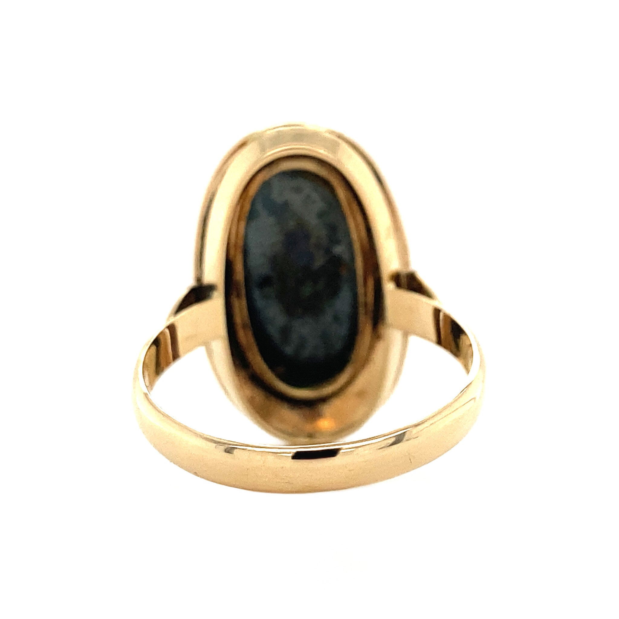 14 kt gold ring with hematite
