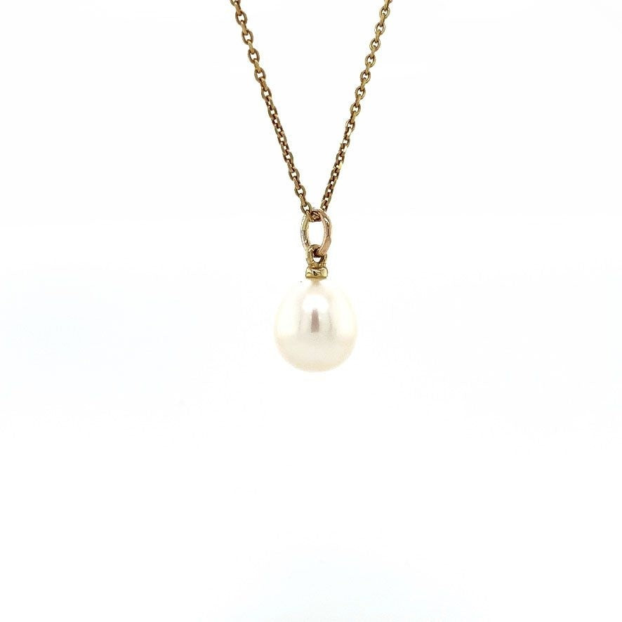 Parel hanger met goud oogje 14 krt