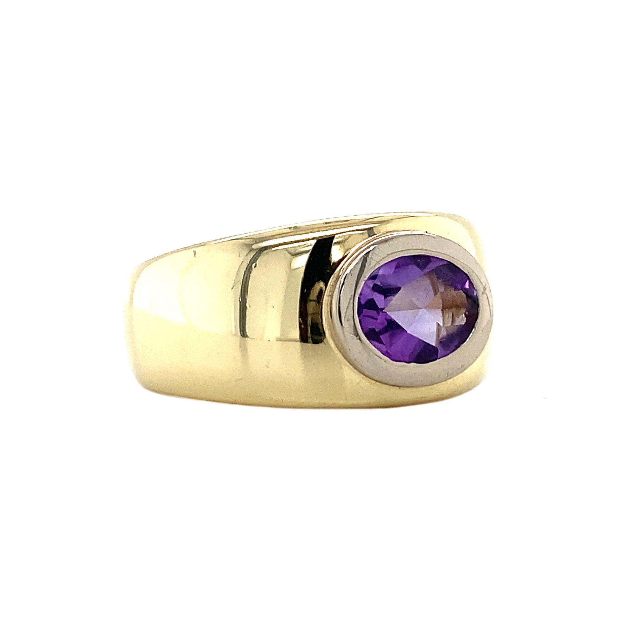 Gouden ring met amethist 14 krt