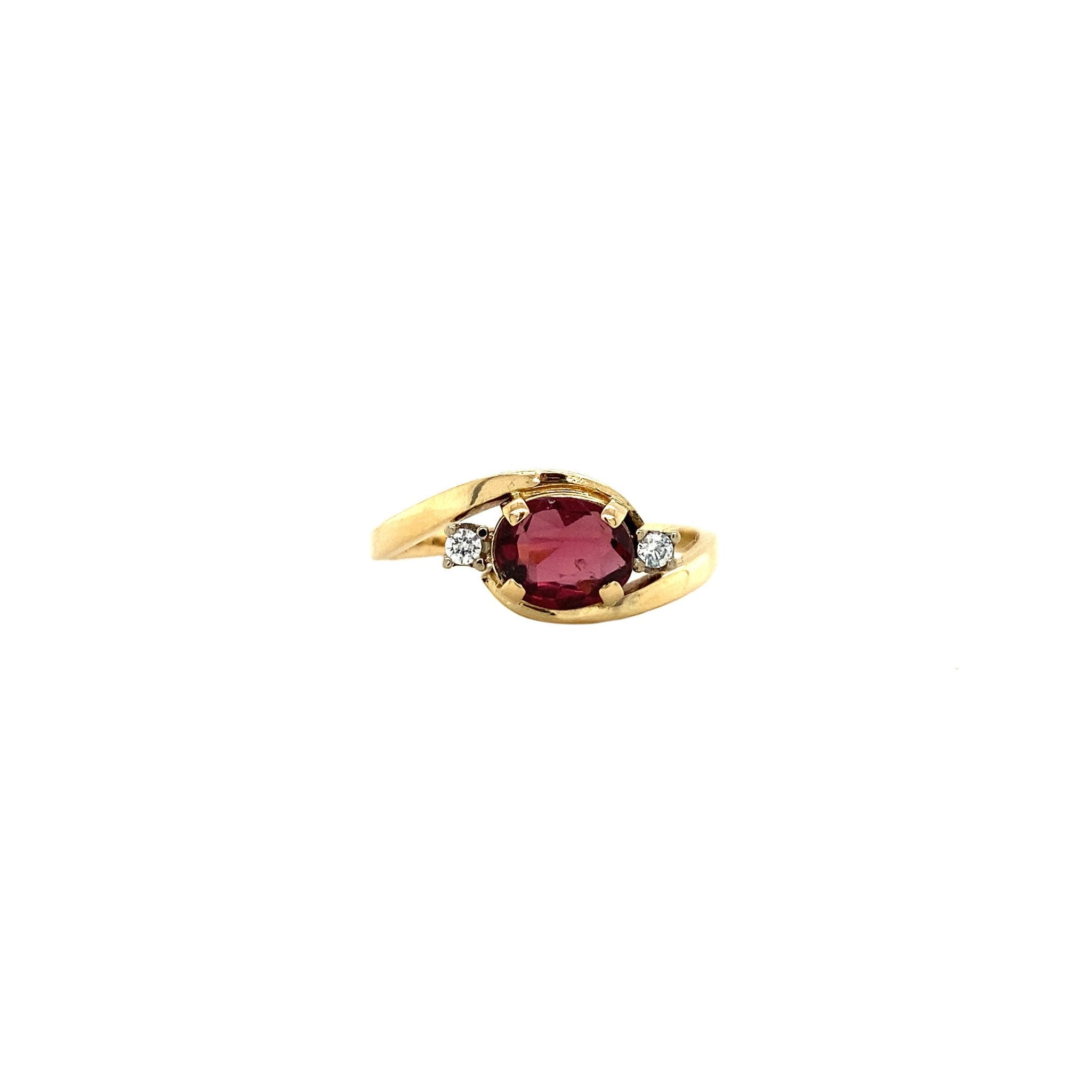 Gold ring with zirconia and garnet 14 kt