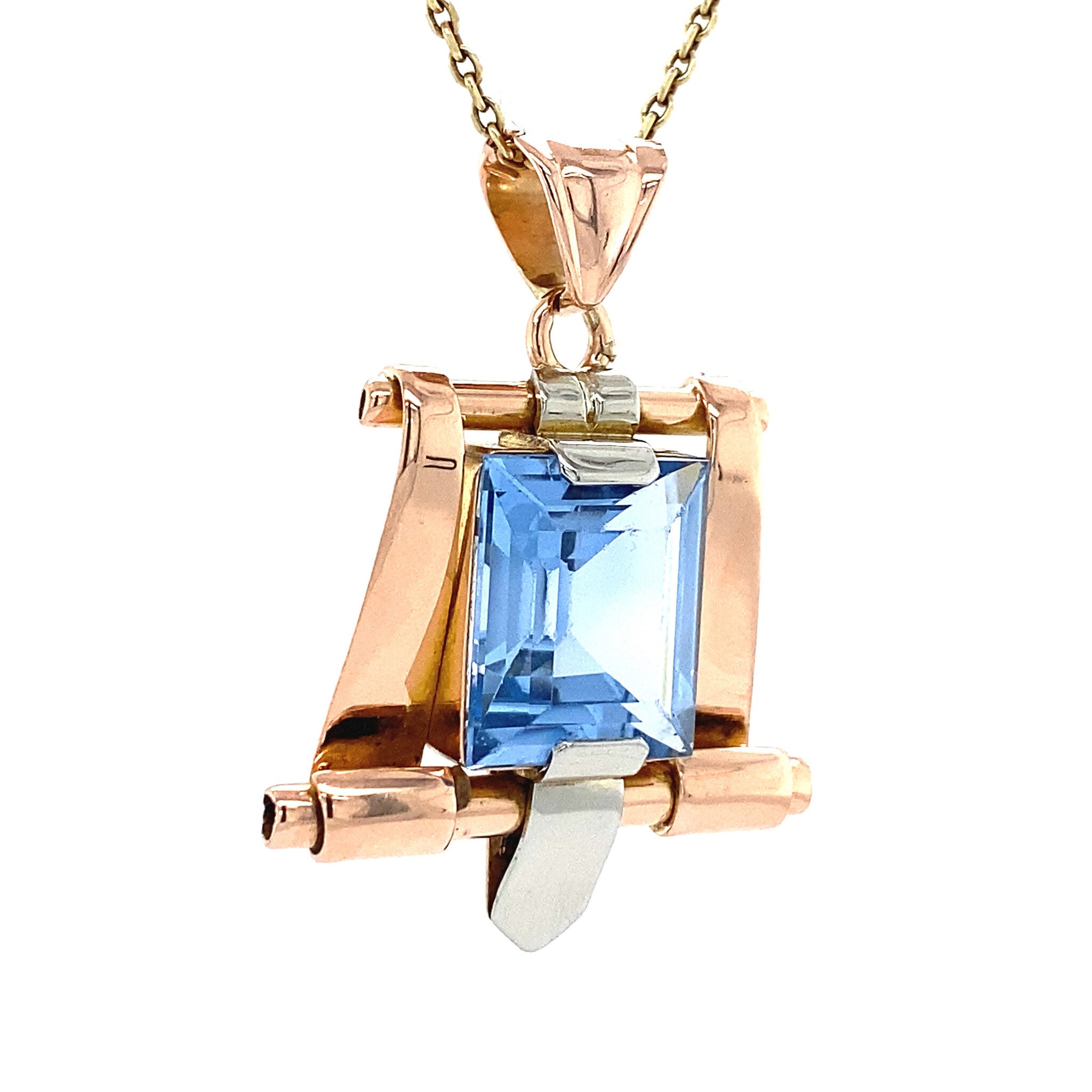 Tricolour gouden hanger met blauwe spinel 14 krt