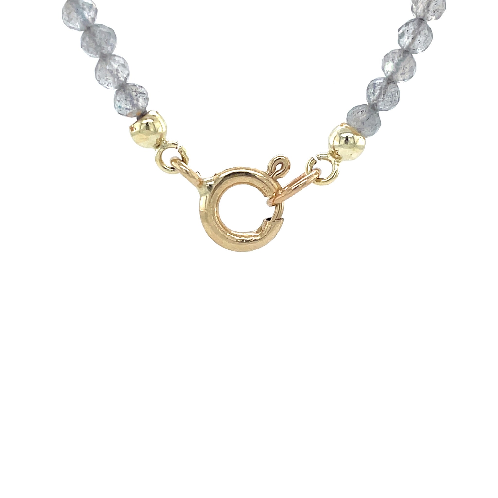 Vintage labradorite with pearl necklace 14 kt