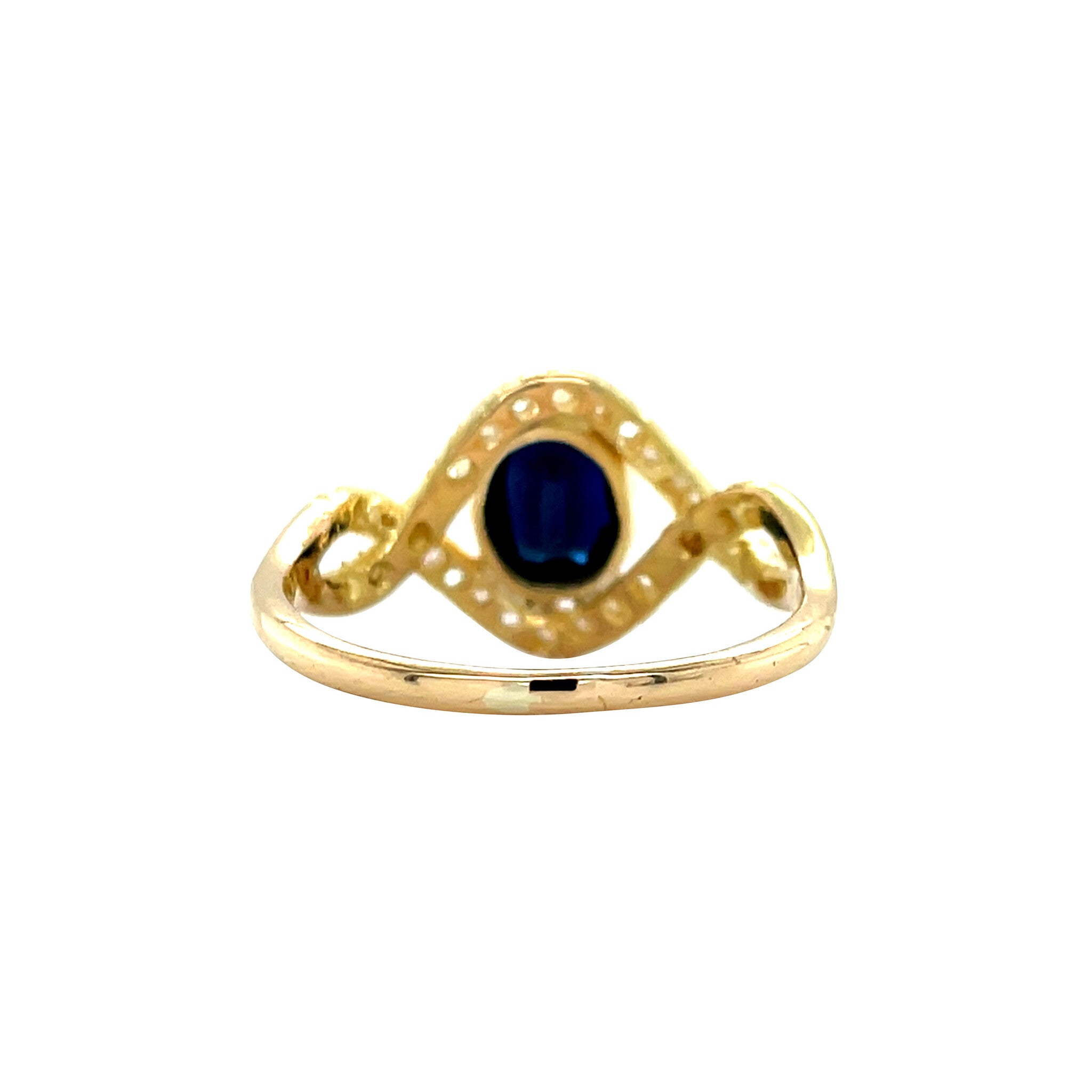 Gouden vintage slagring met saffier en diamant 18 krt