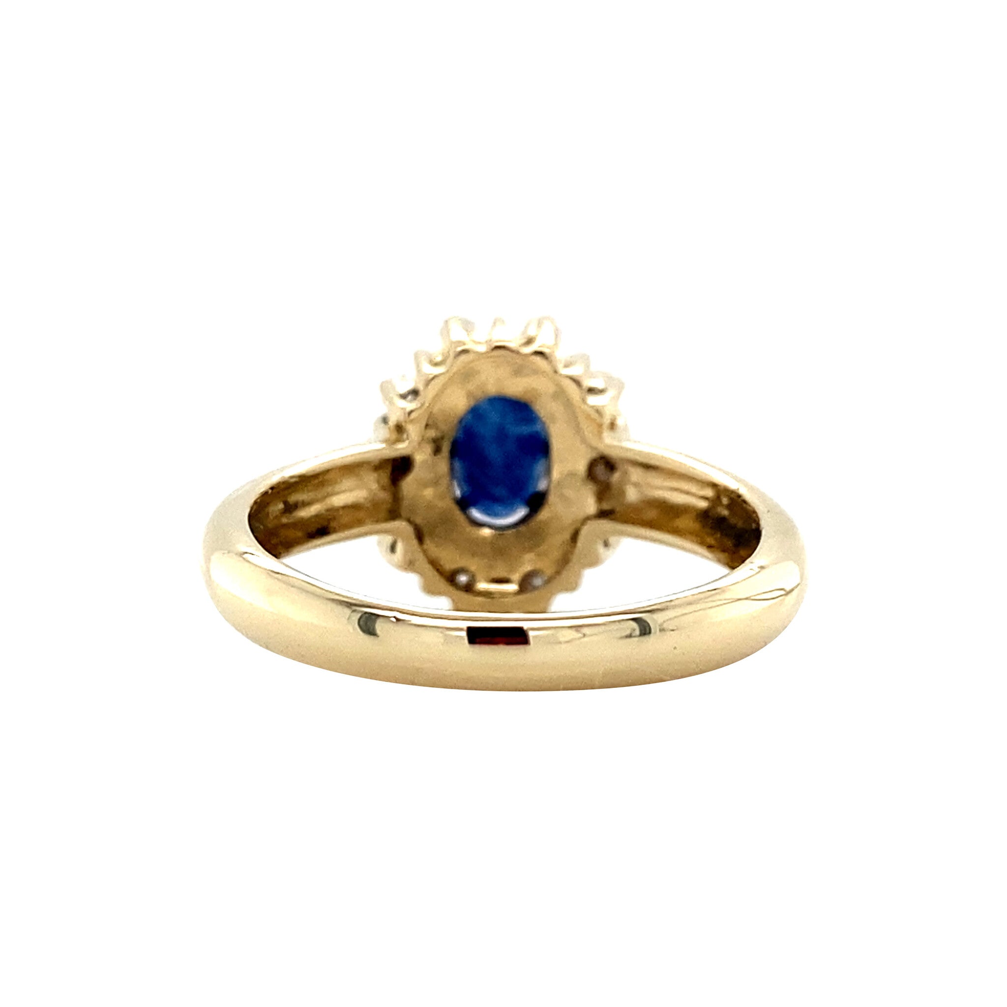 Vintage gold cluster ring with sapphire and diamond, 14 kt