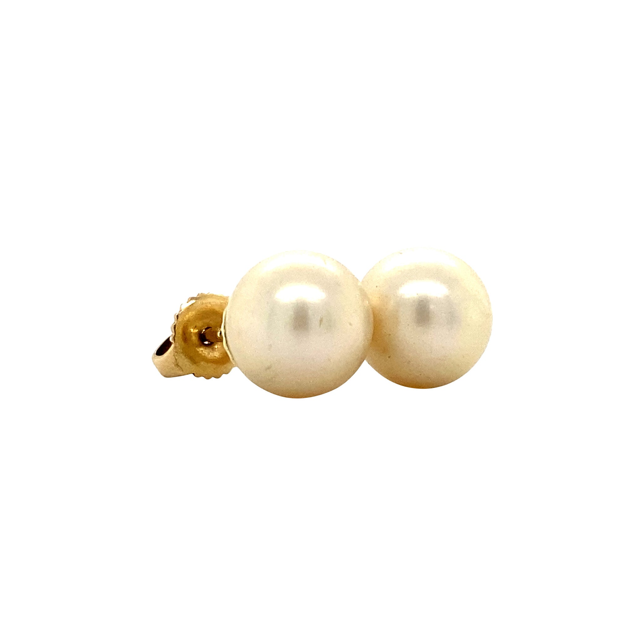 Gouden vintage oorstekers met parel 14 krt