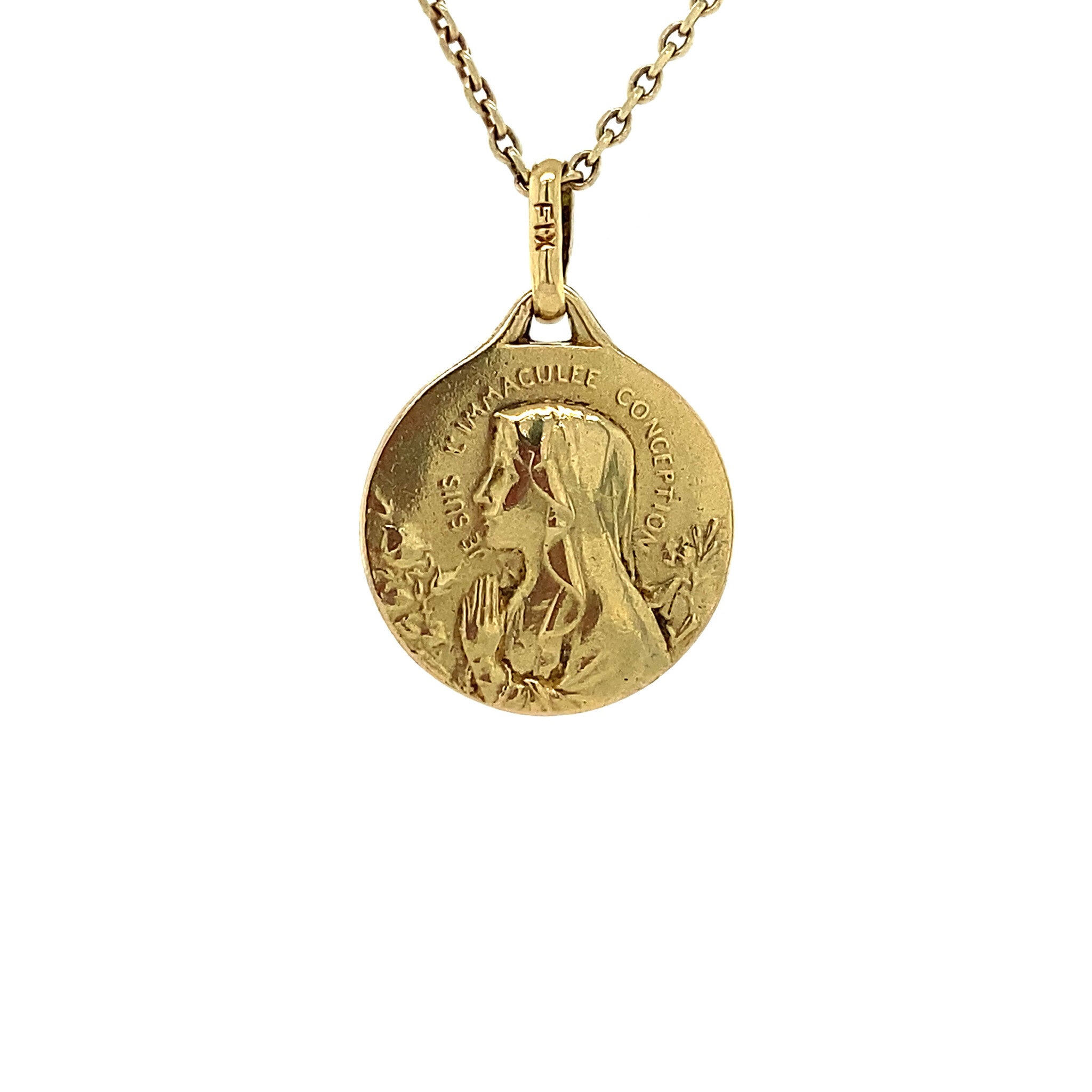 Gold pendant saint Mary 14 krt