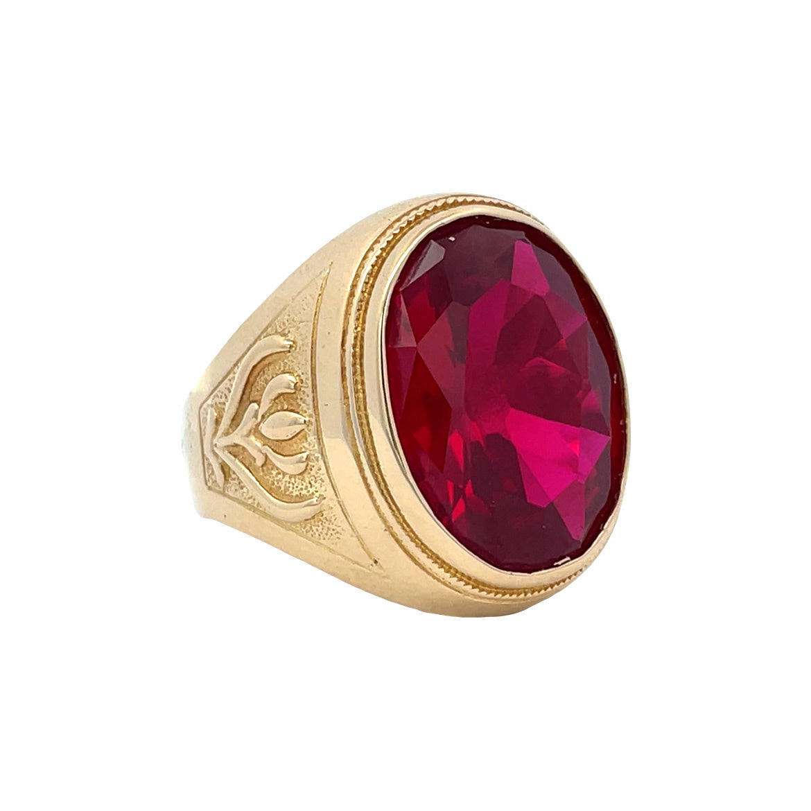Gouden vintage ring met robijn 14 kt