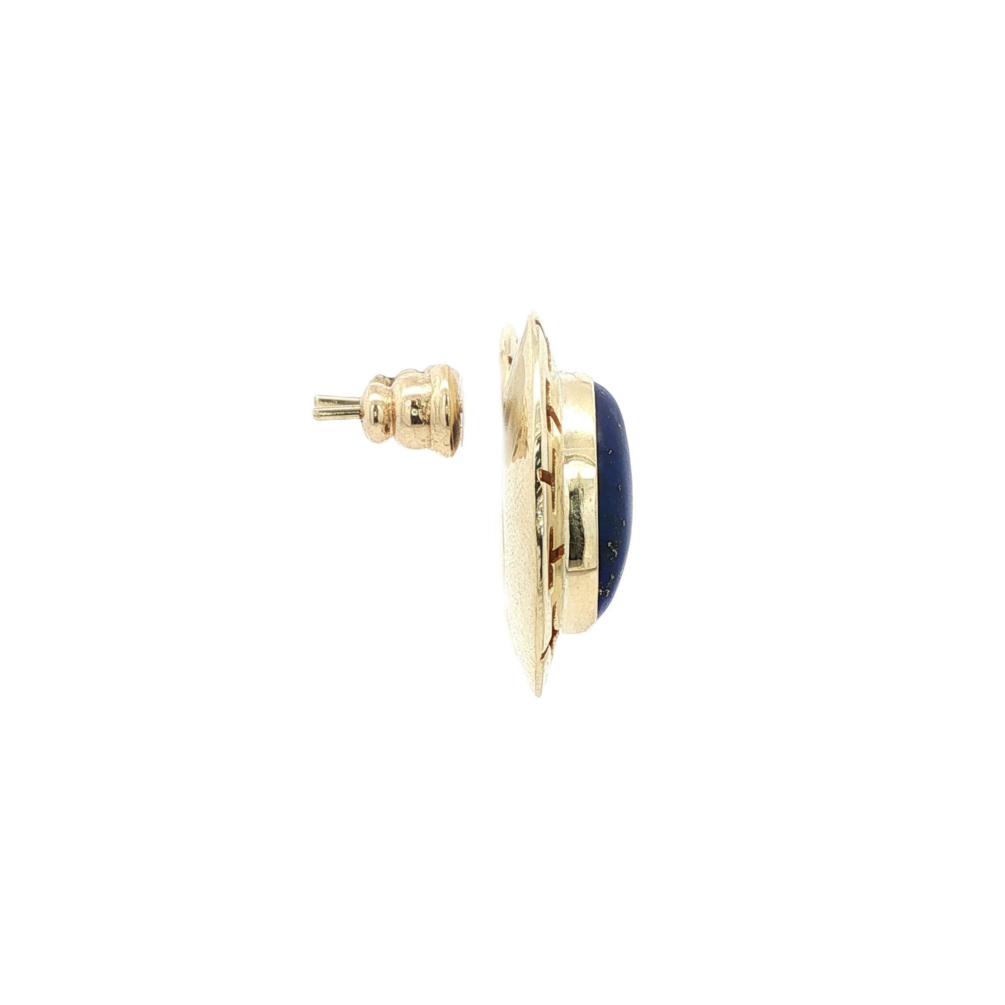 Gouden vintage oorstekers met lapis lazuli 14 kt