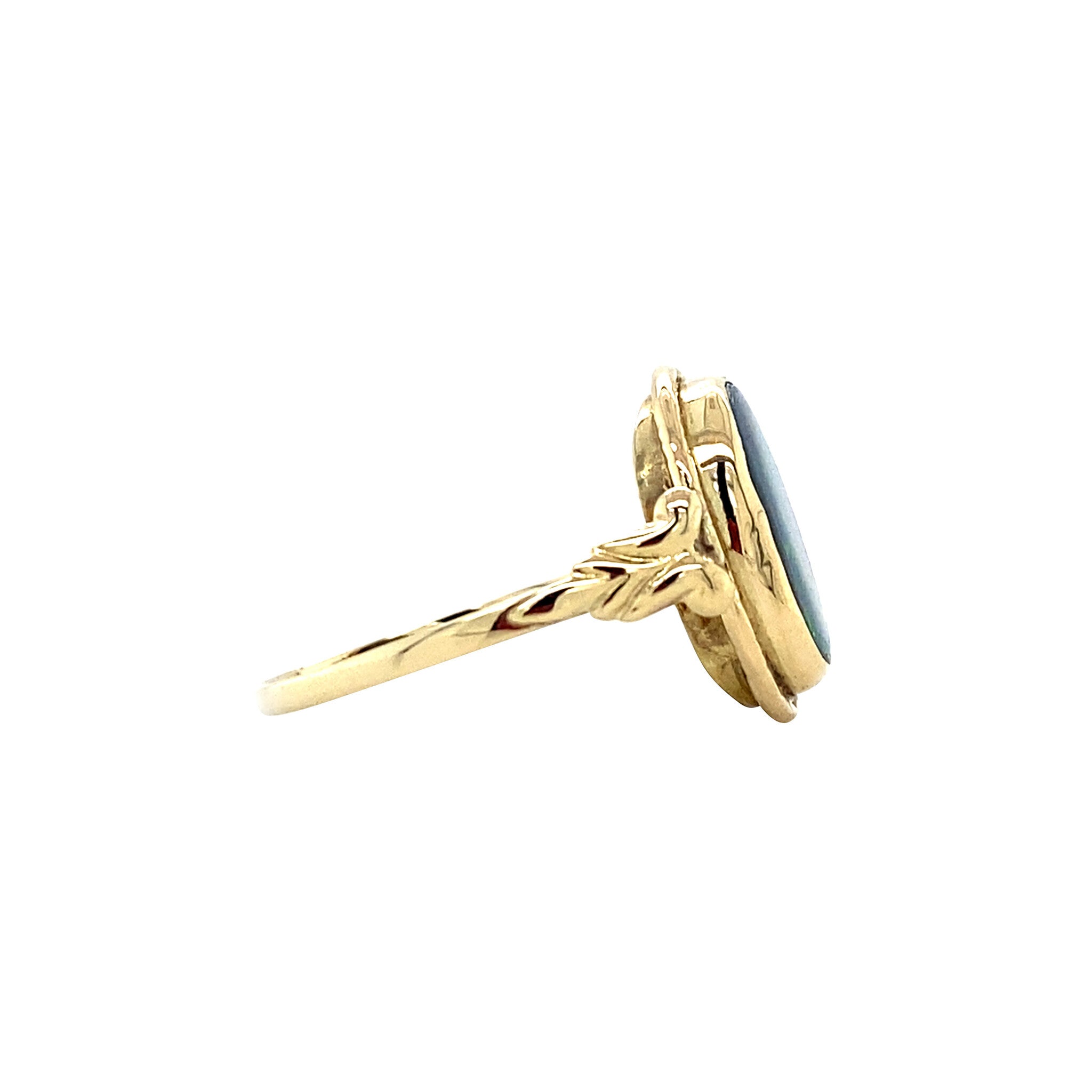Gouden ring met opaal doublet 14 krt