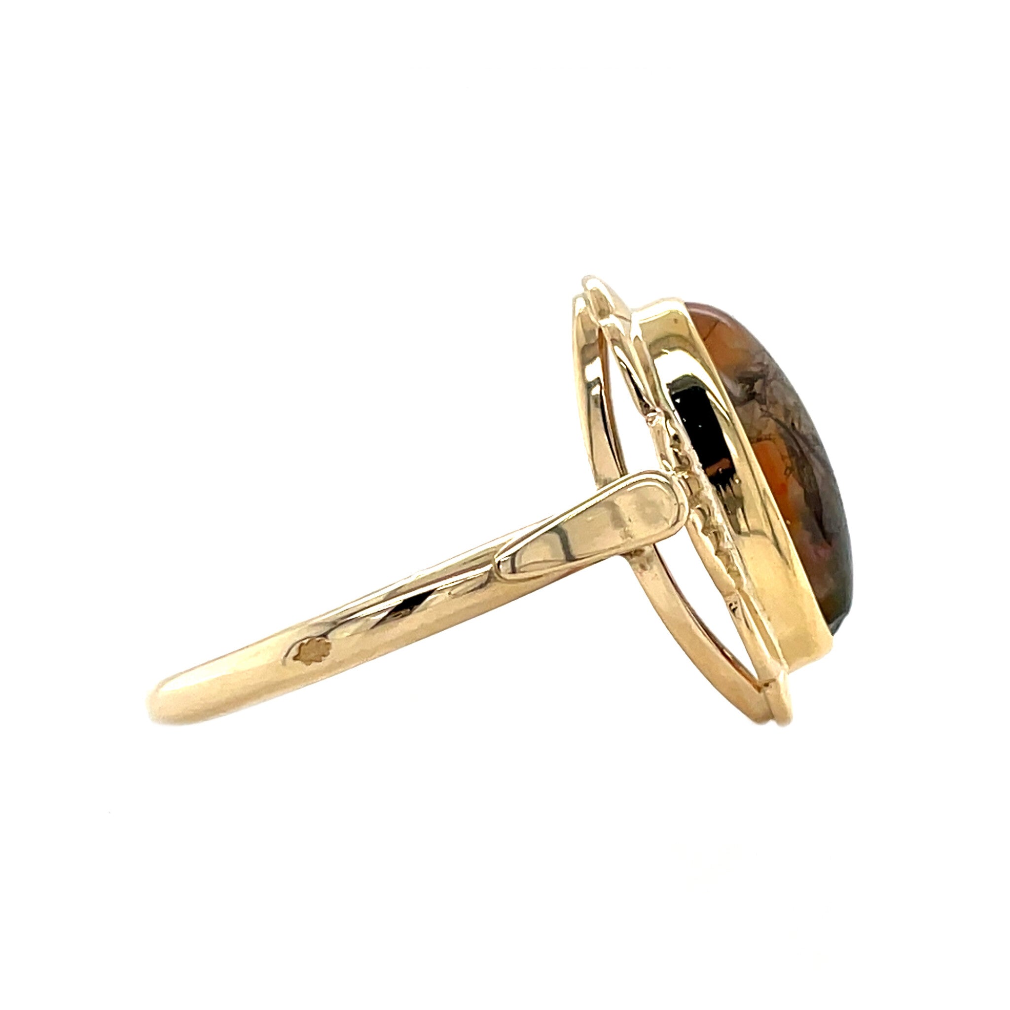 Gold vintage ring with moss agate 14 kt
