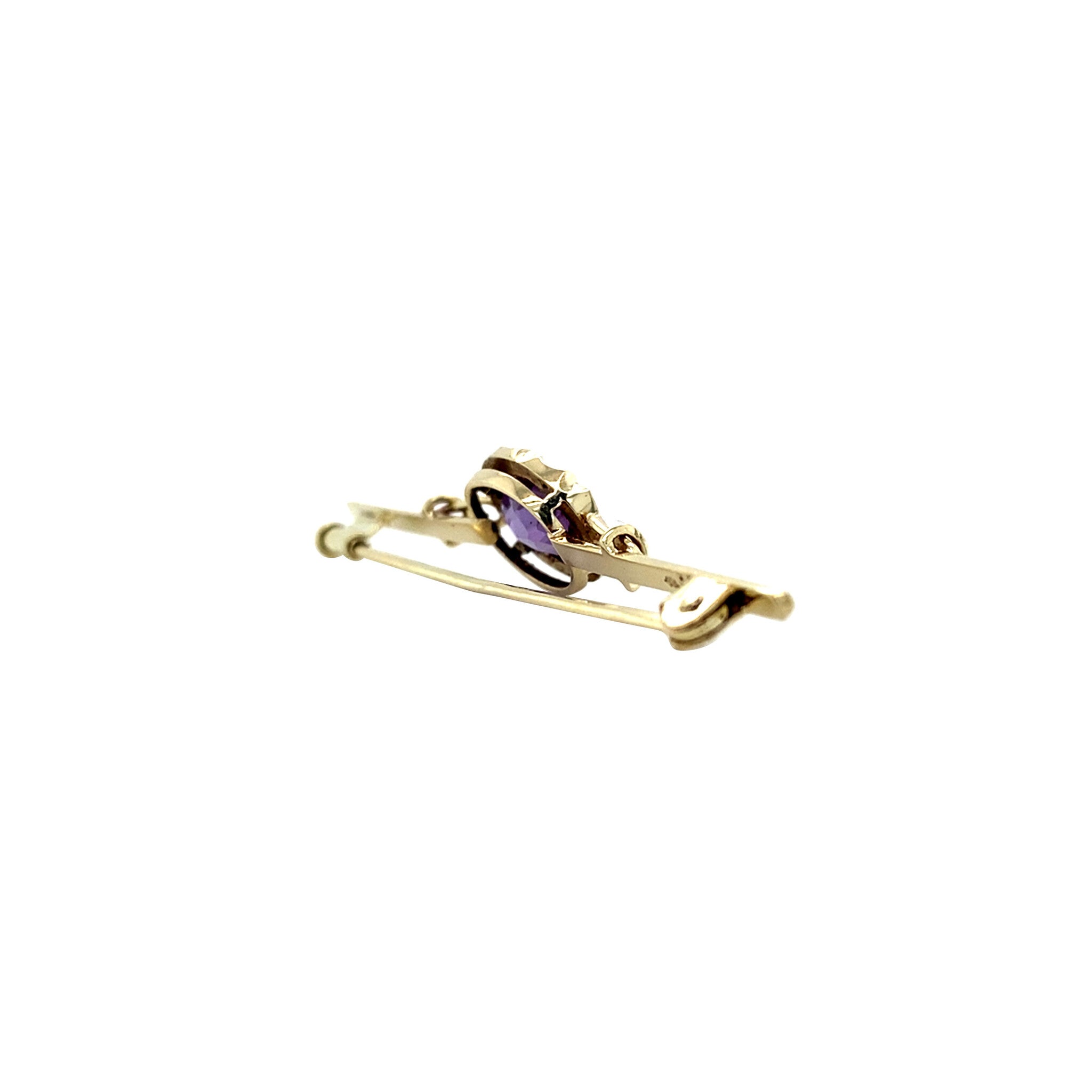 Vintage gold brooch with sapphire, 14 kt