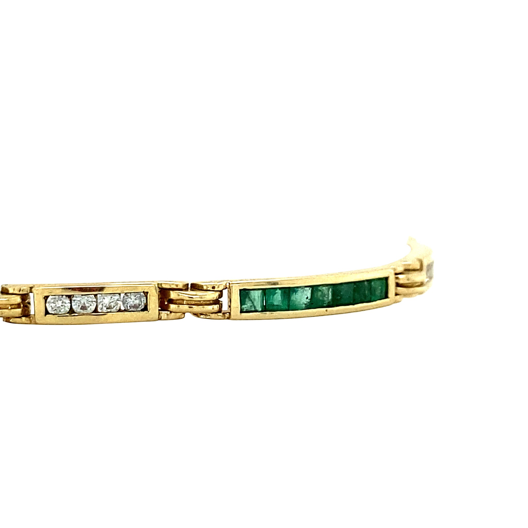 Vintage gold bracelet with sapphire, emerald, ruby and zirconia, 18 cm, 14 kt
