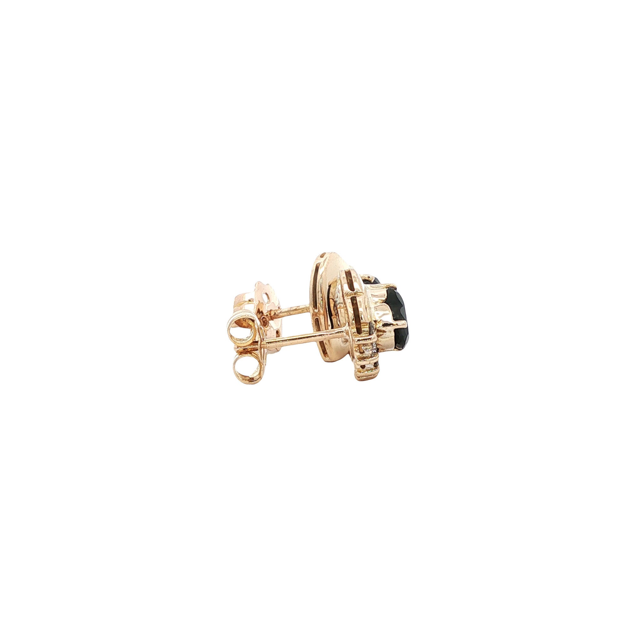 14 kt gold heart stud earrings with sapphire and diamond