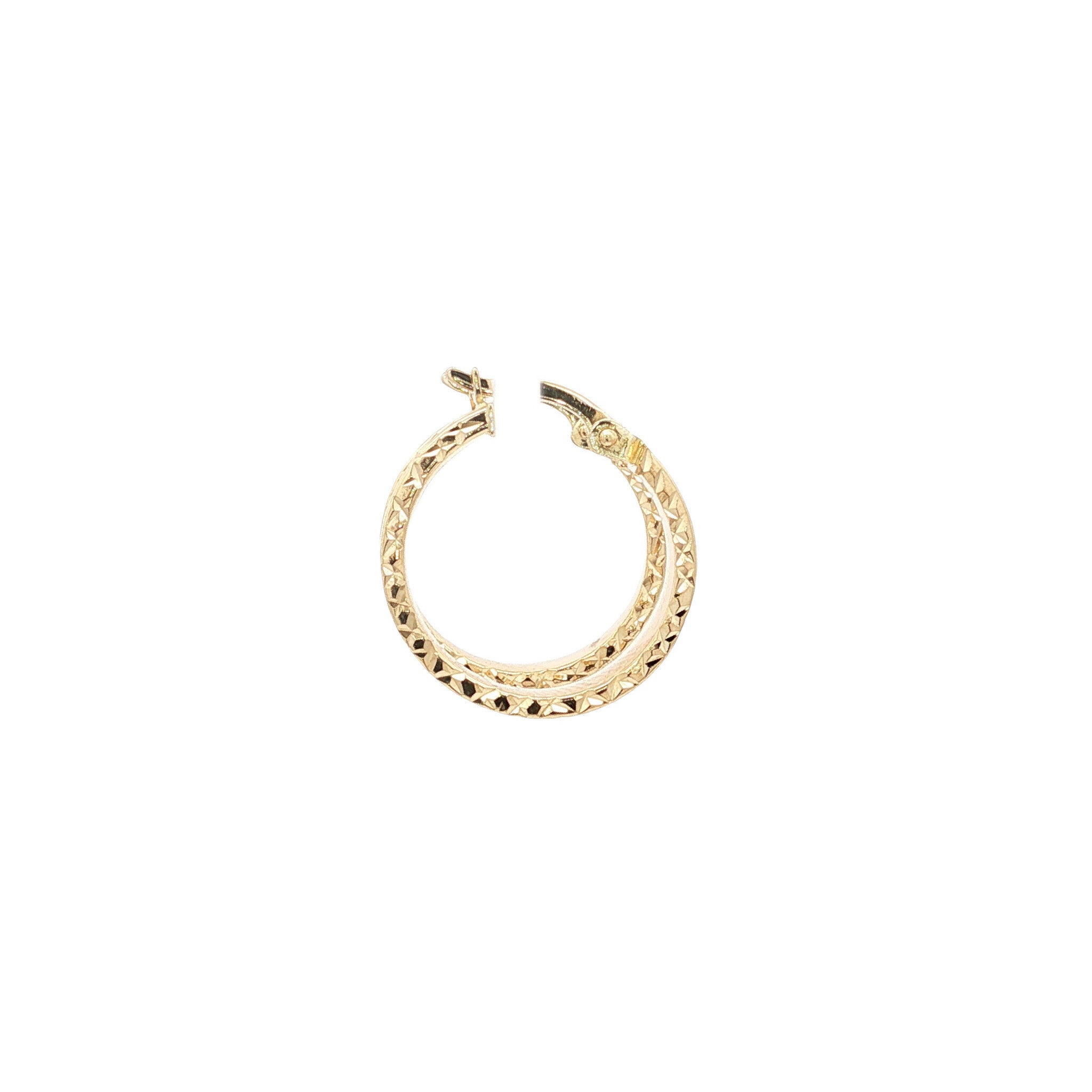 Gold vintage fantasy hoop earrings 14 kt
