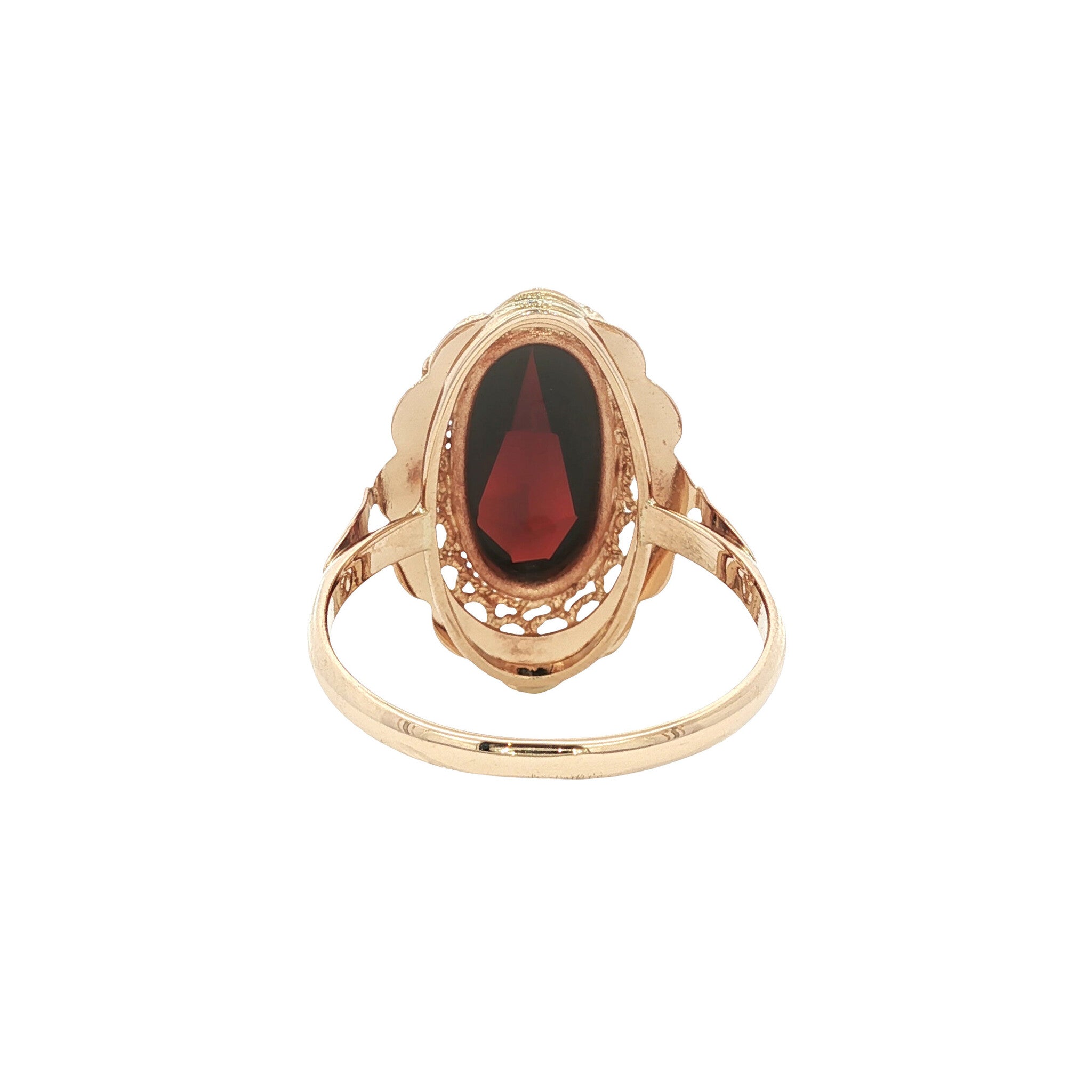 Gold vintage ring with garnet 14 kt